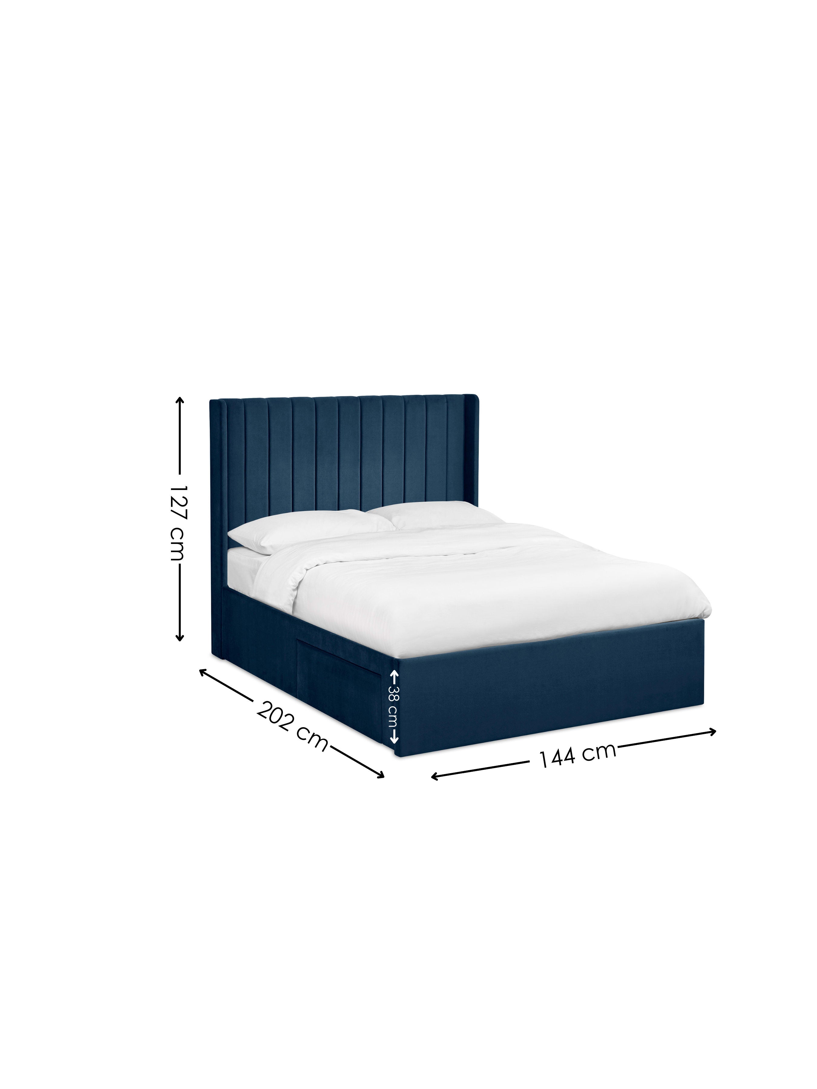 Leila Royal Blue Dual Storage Door Bed – Royal Blue Velvet