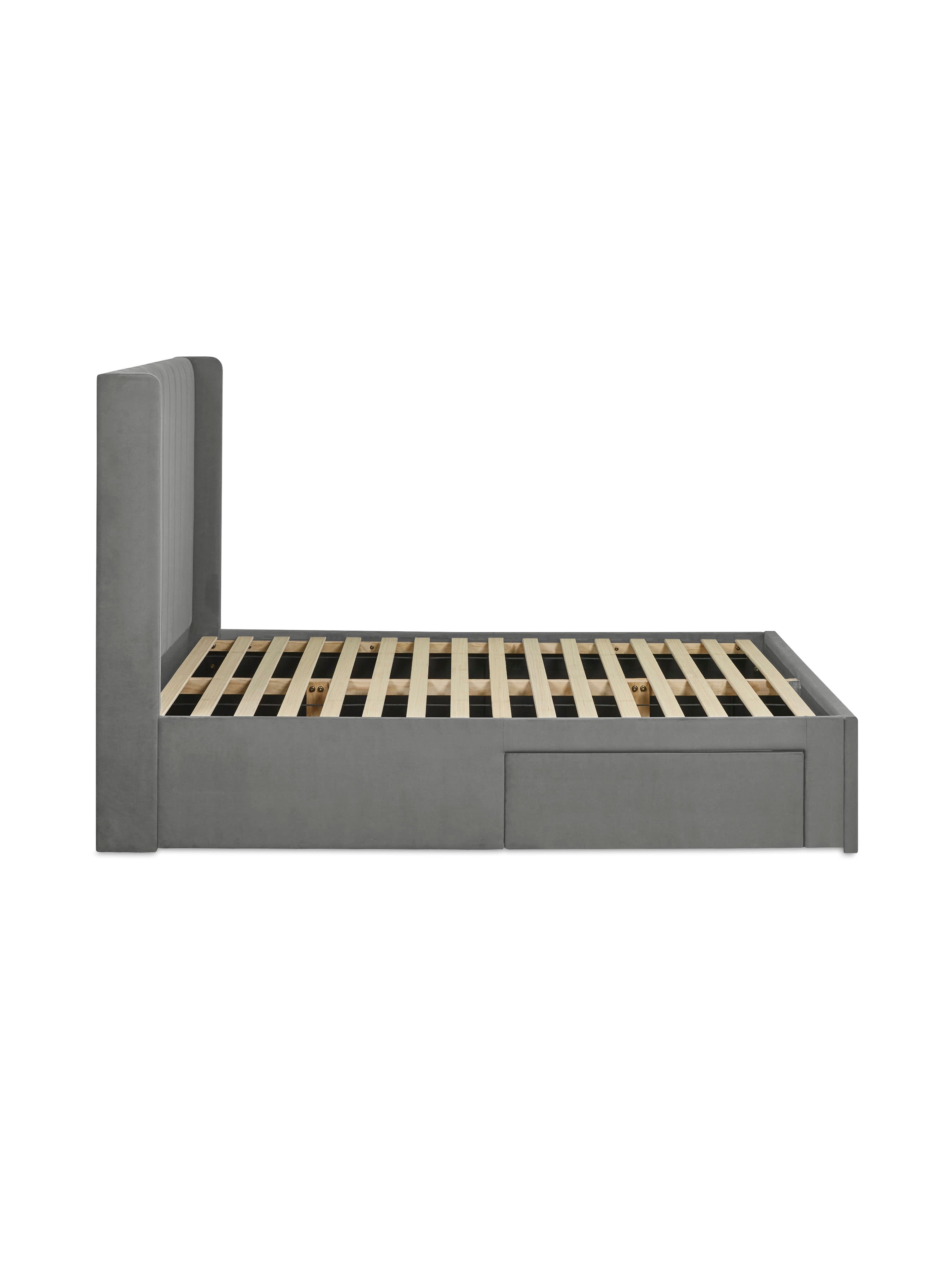 Leila Steel Grey Dual Storage Door Bed – Steel Grey Velvet
