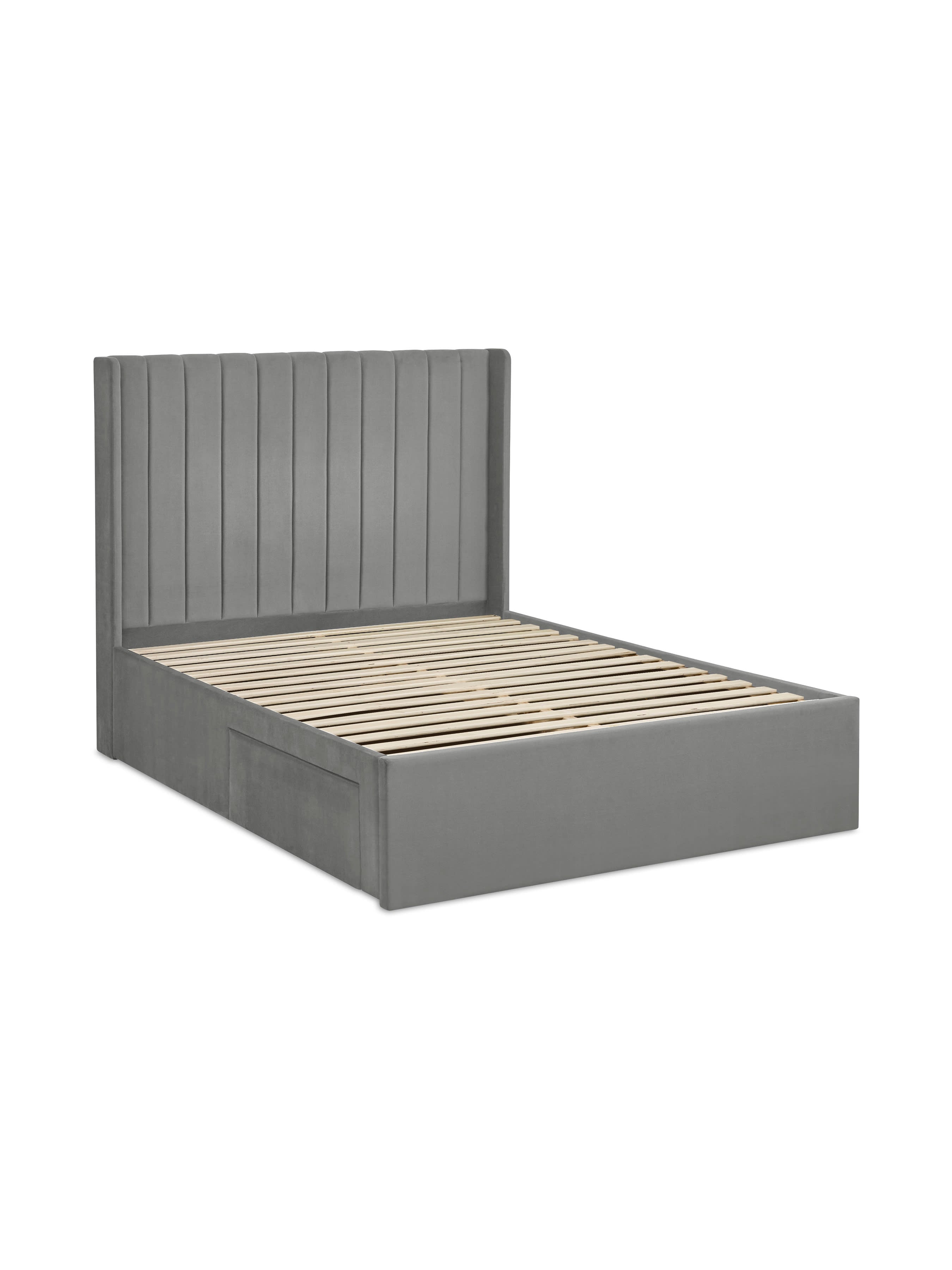 Leila Steel Grey Dual Storage Door Bed – Steel Grey Velvet