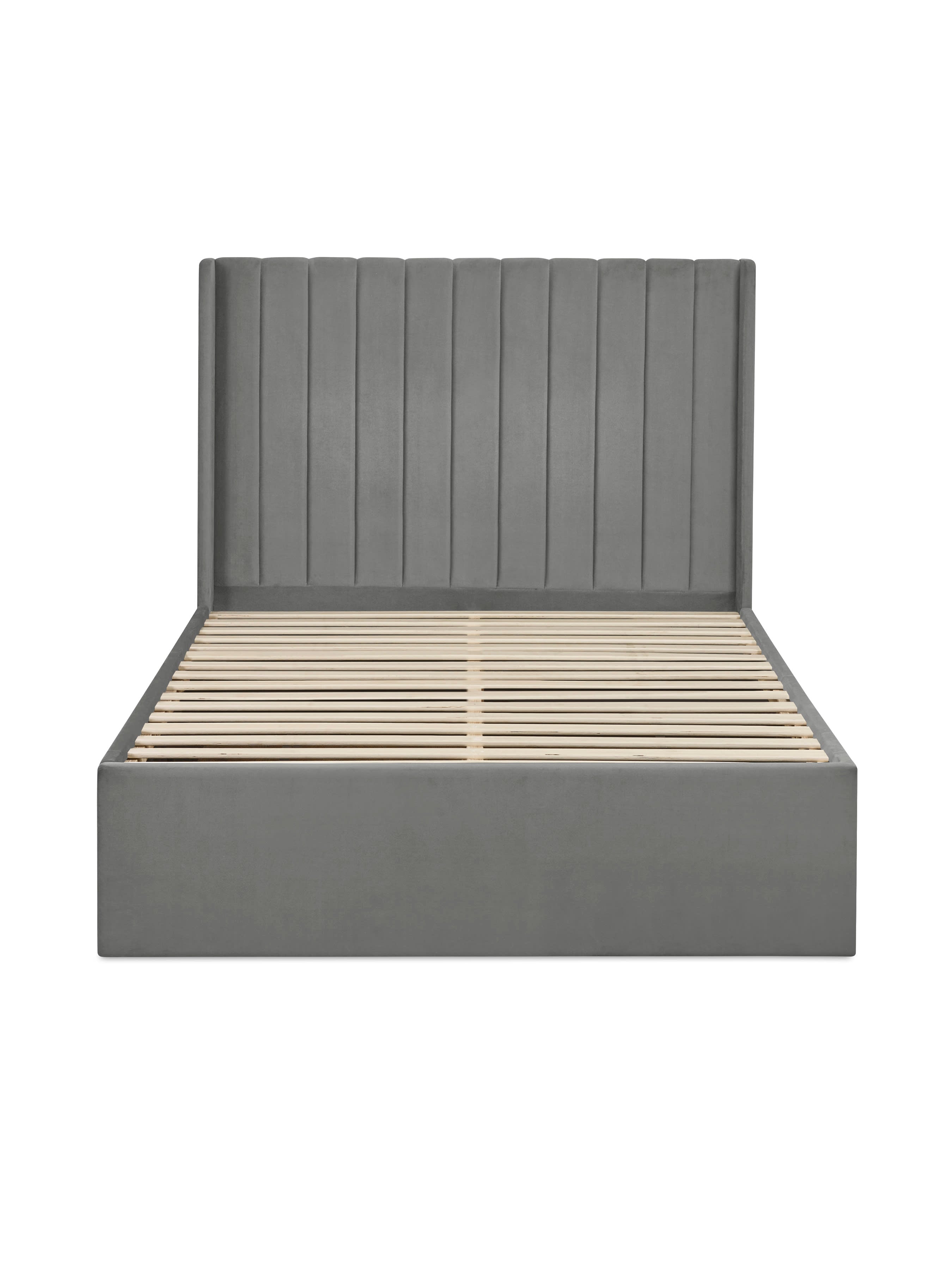 Leila Steel Grey Dual Storage Door Bed – Steel Grey Velvet