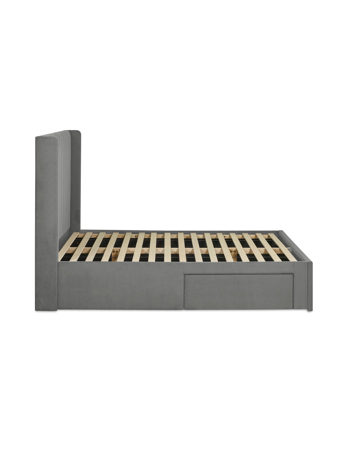 Leila Steel Grey Dual Storage Door Bed – Steel Grey Velvet