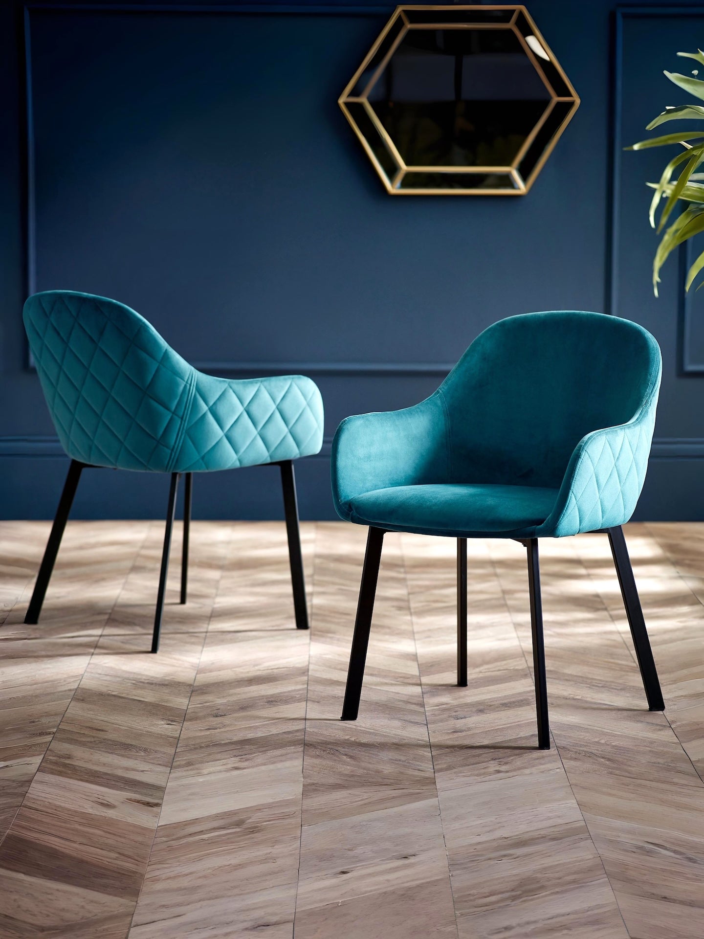 Lima Dining Chairs - Teal Velvet (Set Of 2) – Julian Bowen, view 6