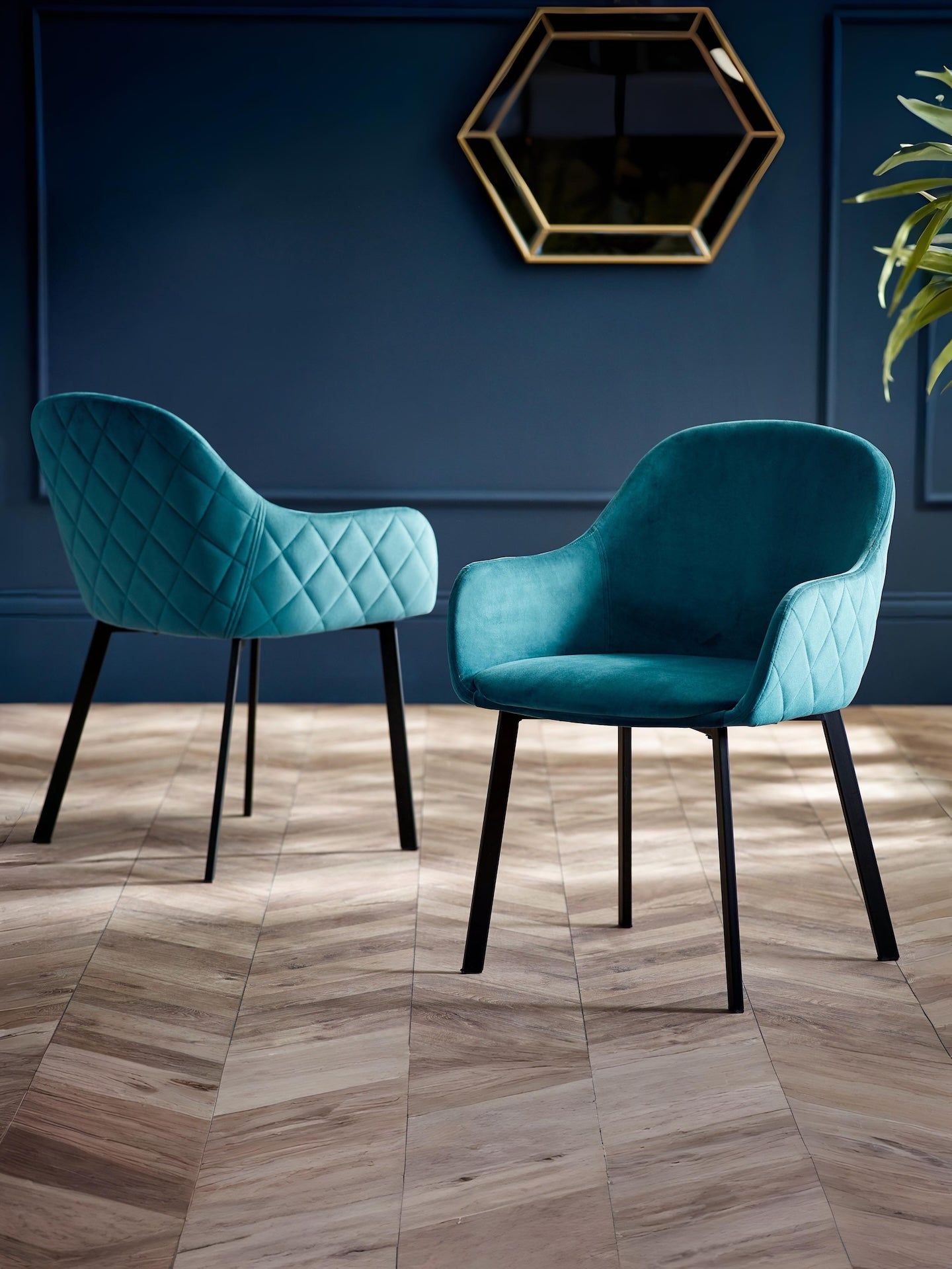 Lima Dining Chairs - Teal Velvet (Set Of 2) – Julian Bowen, view 2