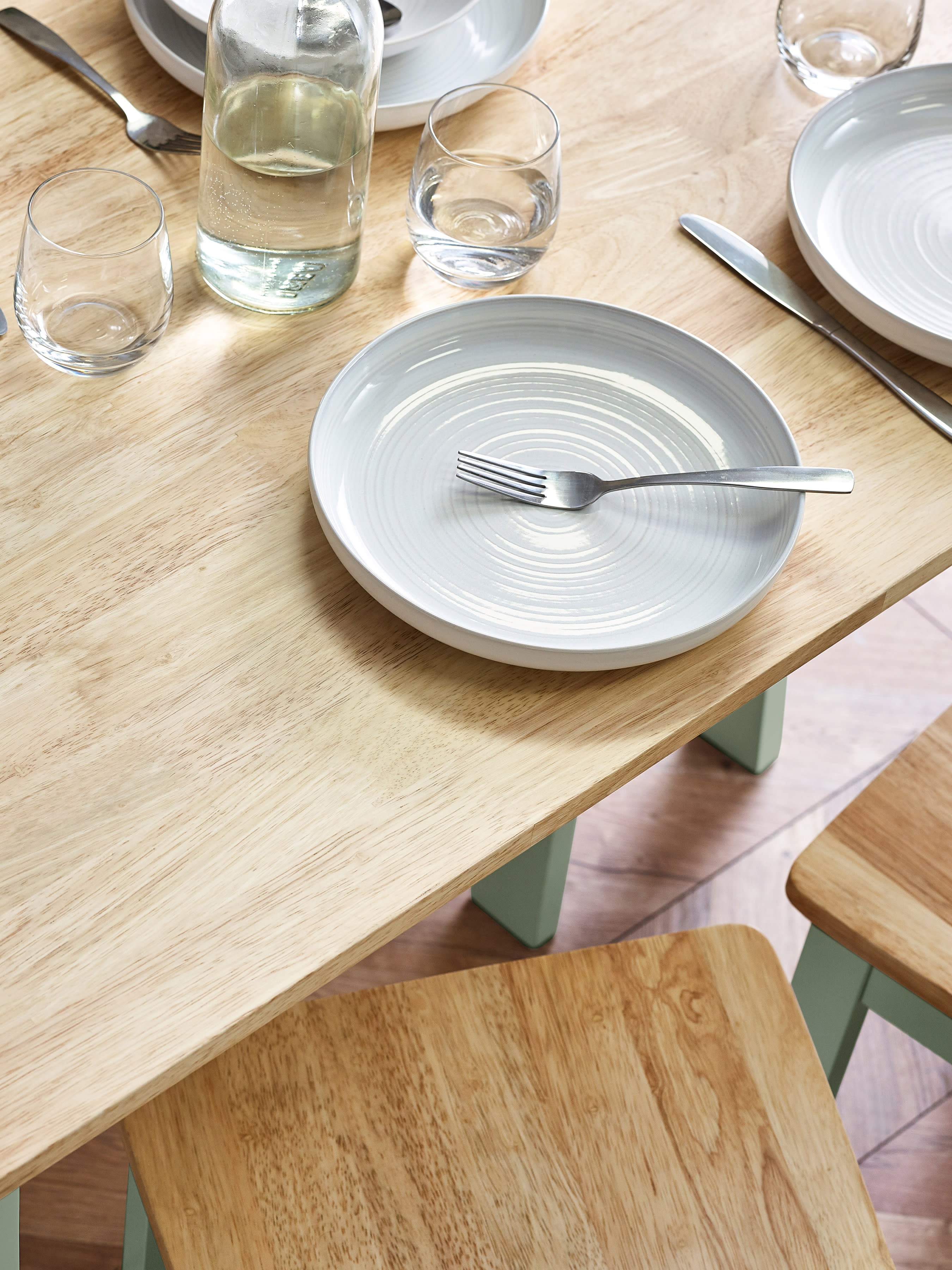 Linwood Sage Green and Natural 114cm Small Rectangular Dining Table – Sage Green and Natural Oak Effect