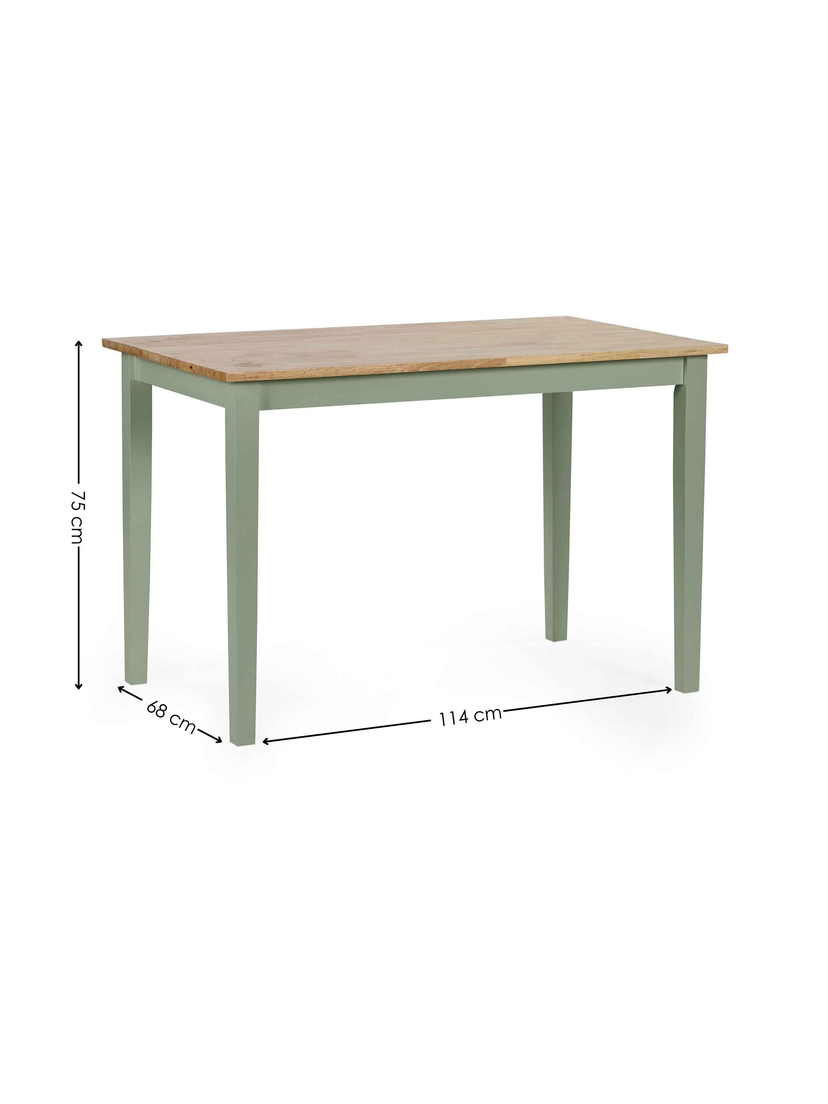 Linwood Sage Green and Natural 114cm Small Rectangular Dining Table – Sage Green and Natural Oak Effect
