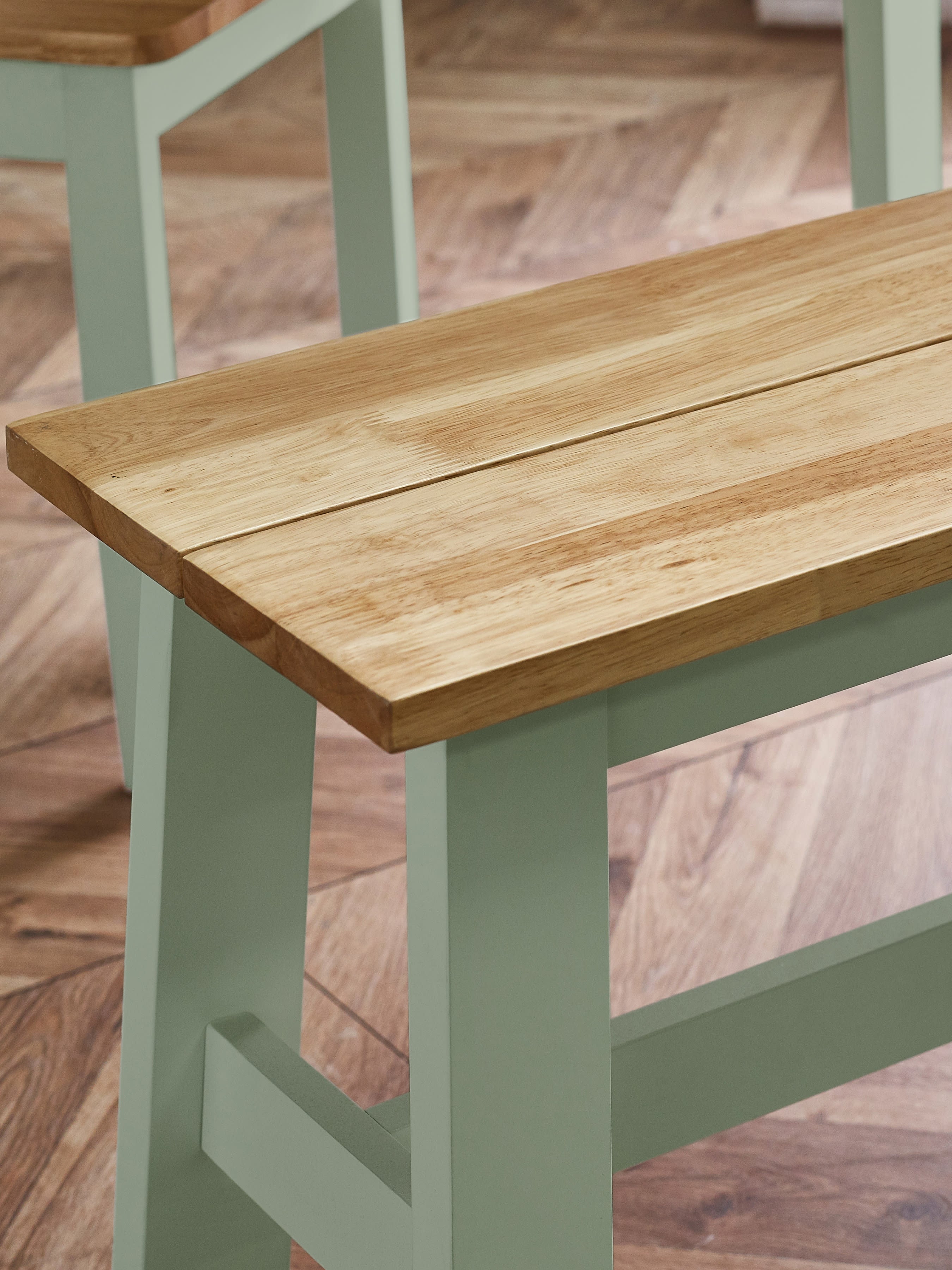 Linwood Sage Green and Natural 95cm Dining Bench – Sage Green and Natural Oak Effect