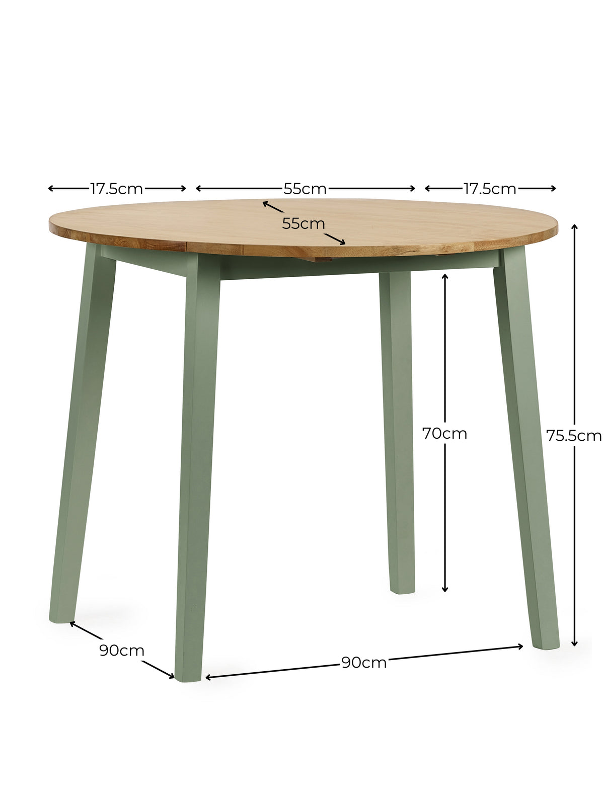 Linwood Sage Green and Natural 55- Round Drop Leaf Table