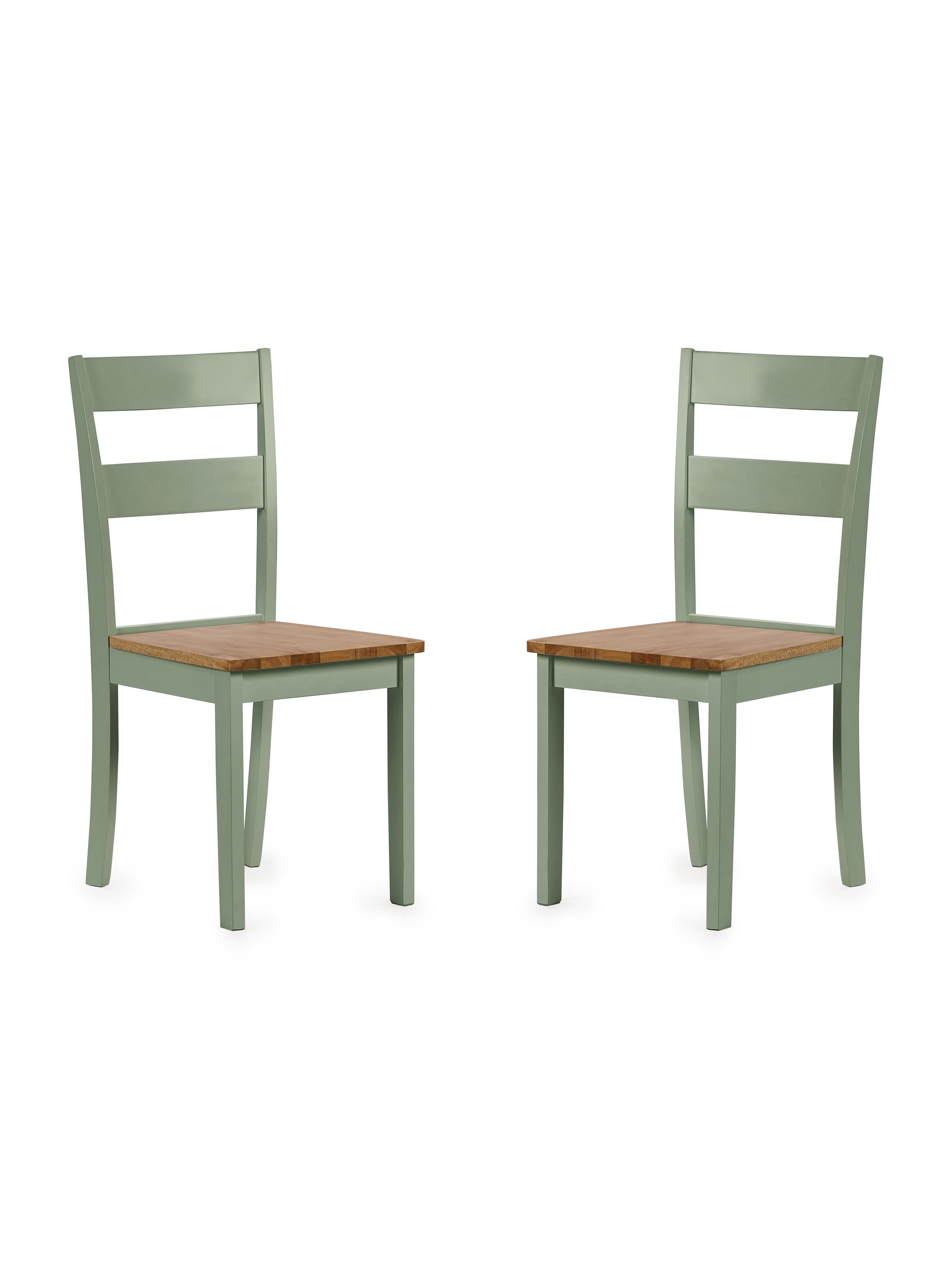 Linwood Set of 2 Sage Green and Natural Dining Chairs – Sage Green and Natural Oak Effect