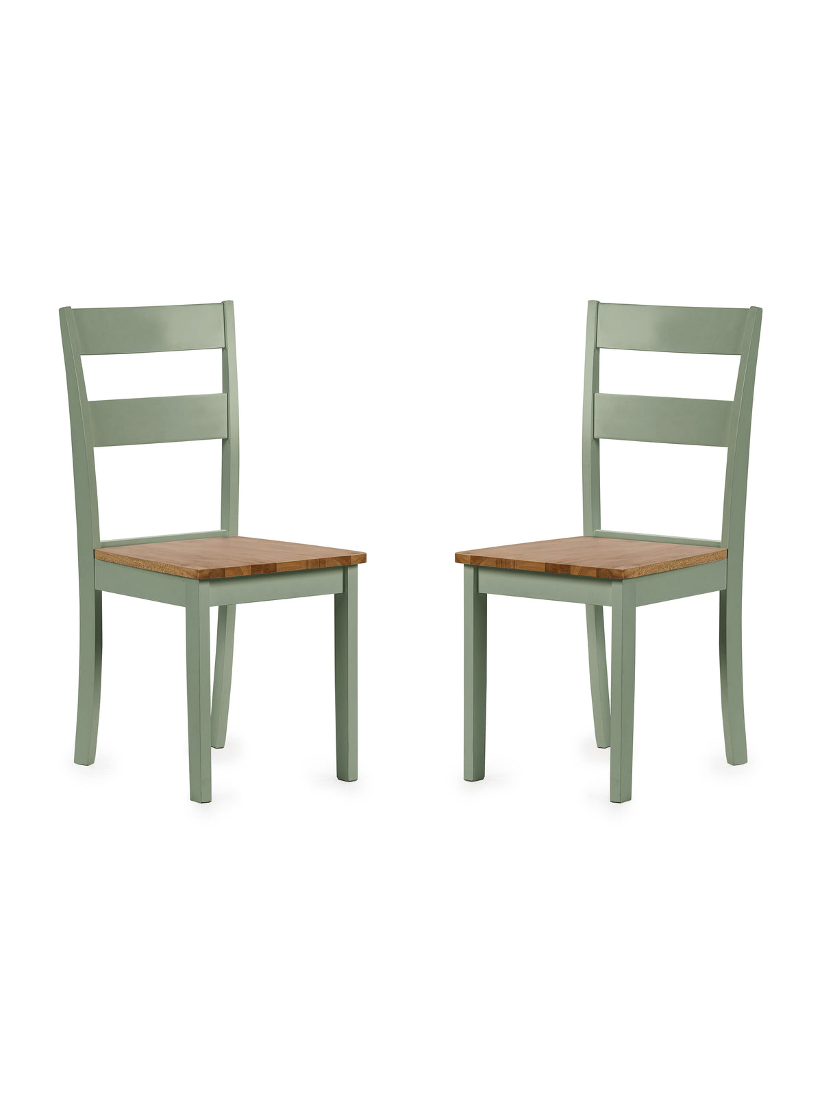 Linwood Set of 2 Sage Green and Natural Dining Chairs – Sage Green and Natural Oak Effect