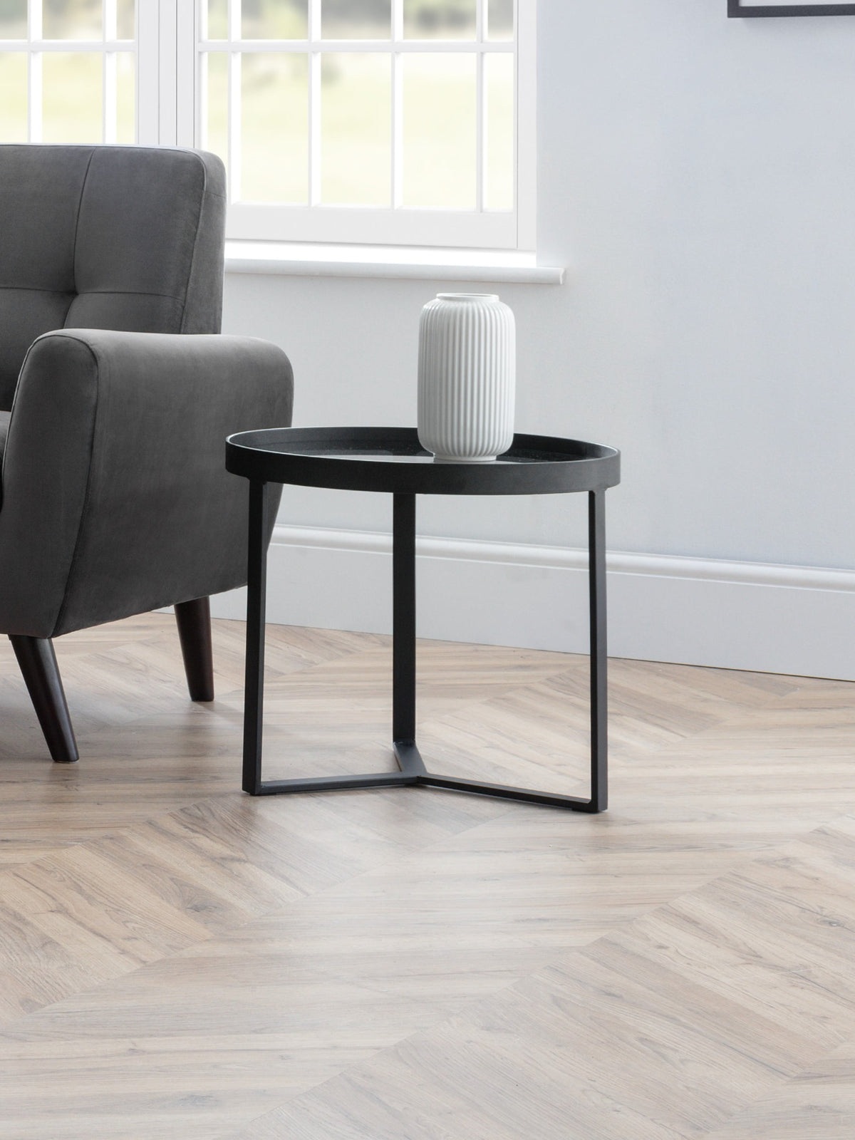 Loft Lamp Table - Smoked Glass