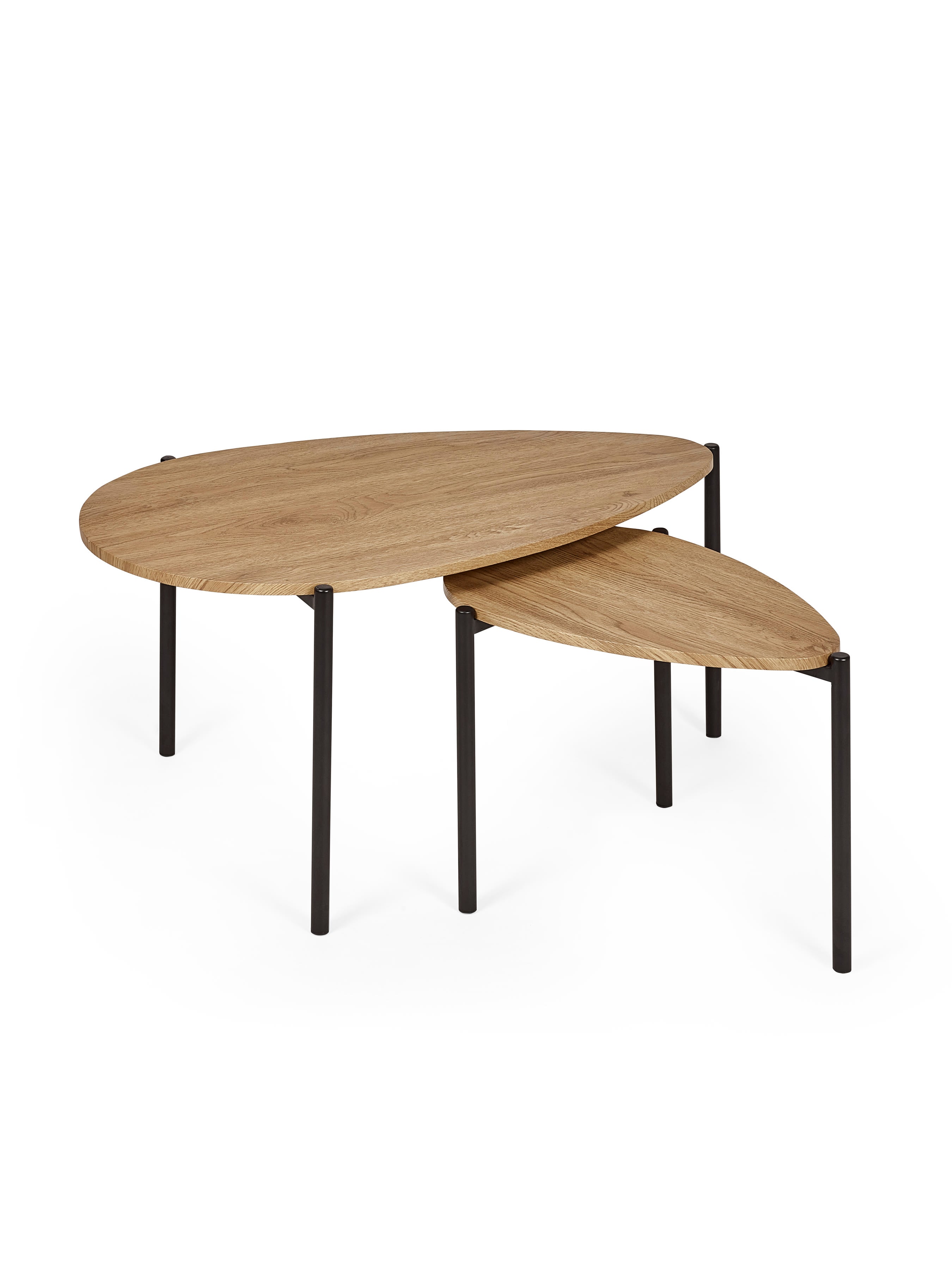 Lorette Oak Effect Teardrop Nest of 2 Coffee Tables