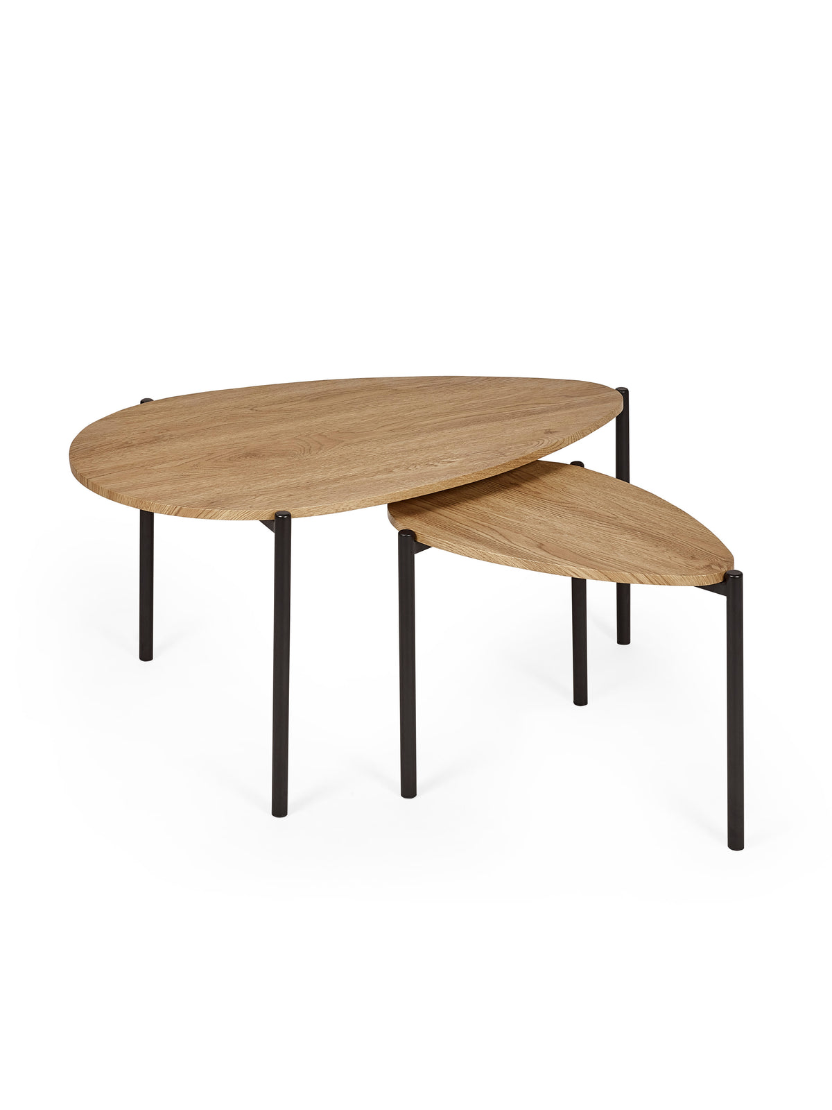 Lorette Oak Effect Teardrop Nest of 2 Coffee Tables