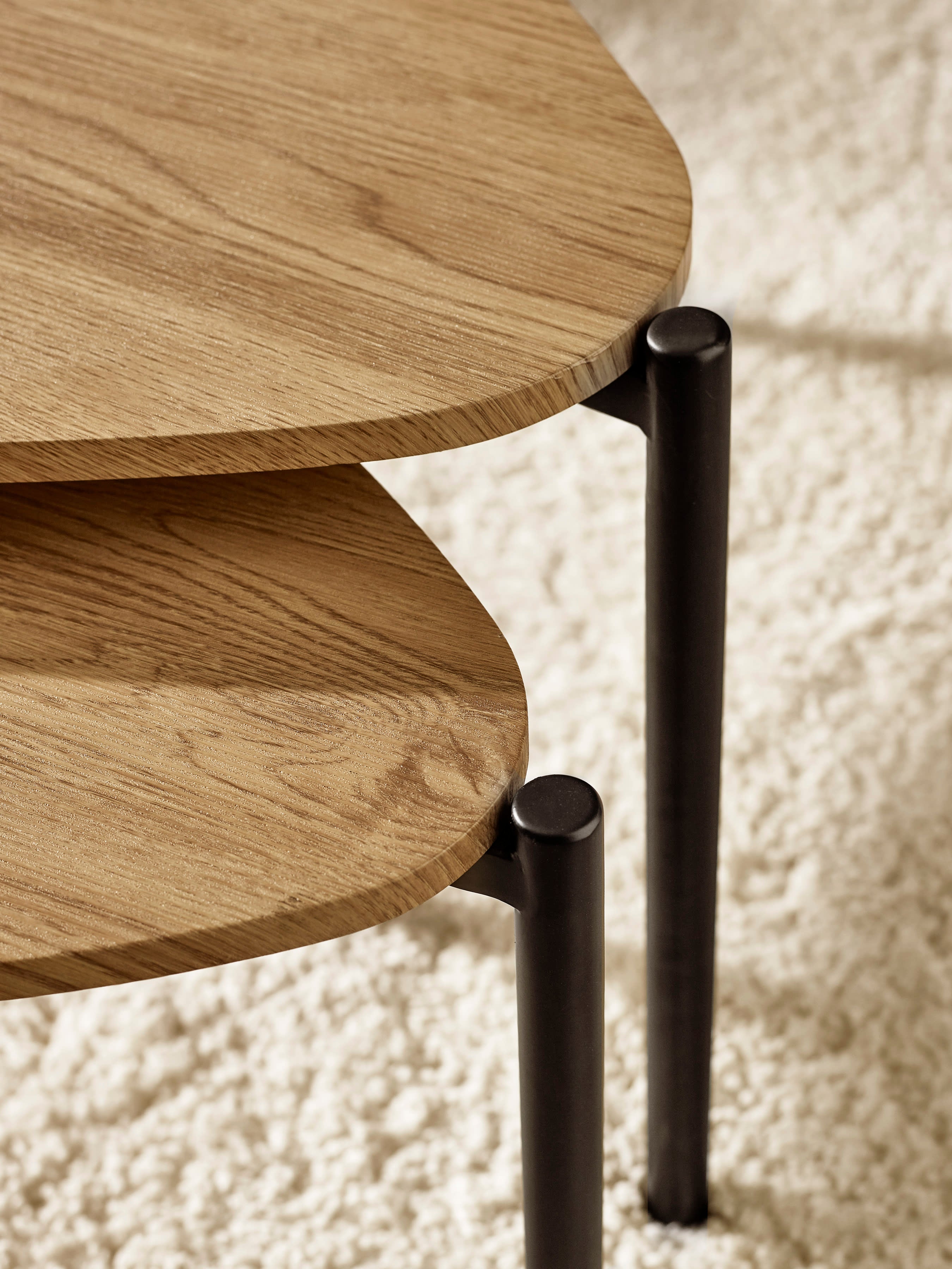 Lorette Oak Effect Teardrop Nest of 2 Coffee Tables