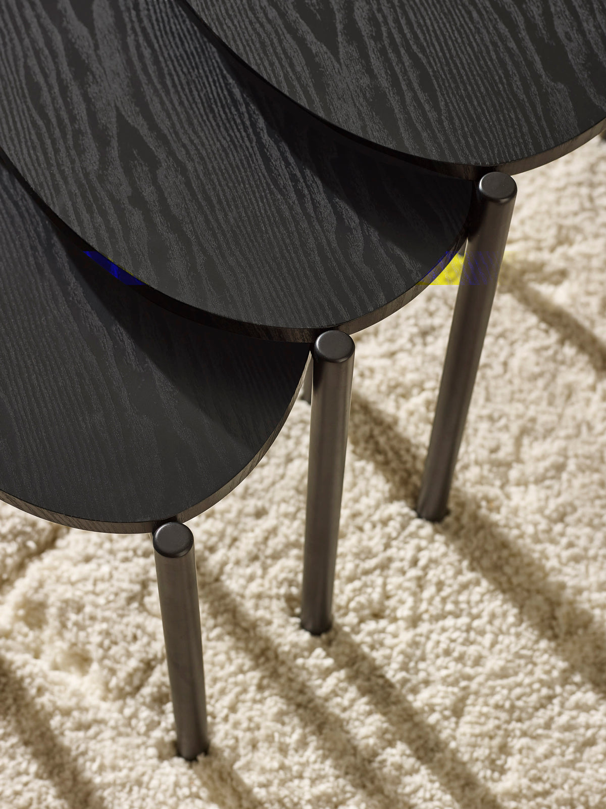 Lorette Black Ash Effect Teardrop Nest of 3 Side Tables