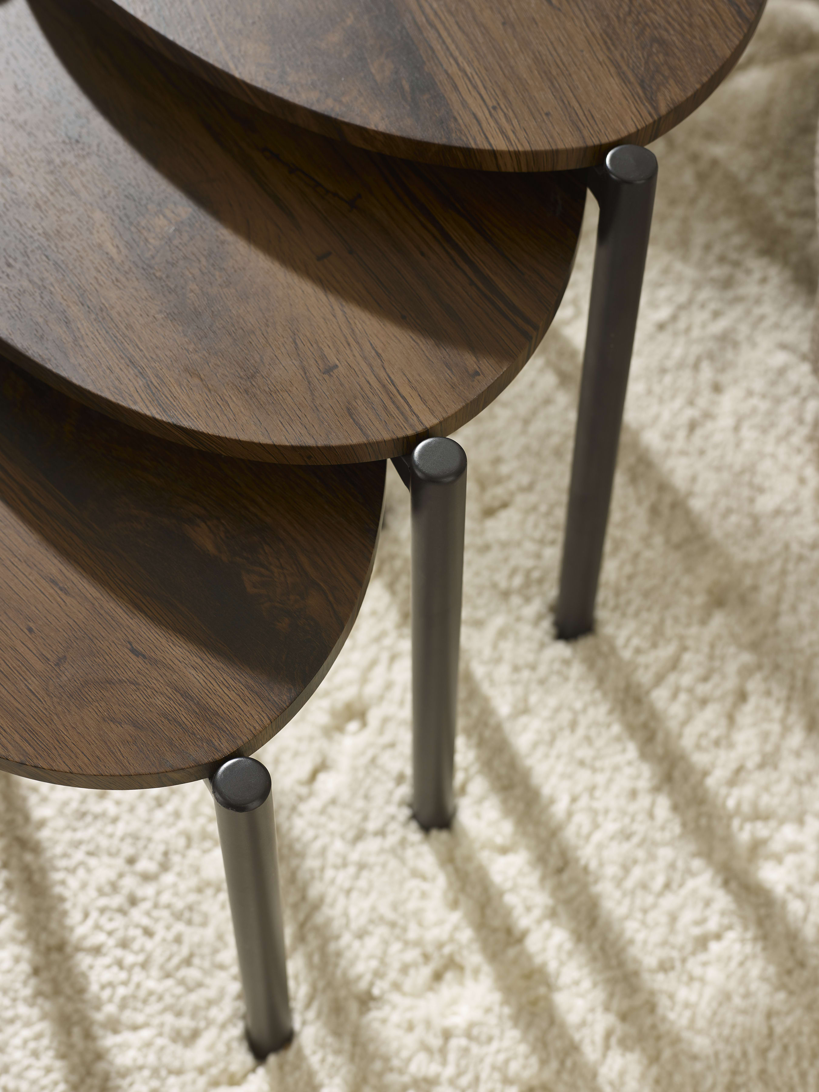Lorette Walnut Effect Teardrop Nest of 3 Side Tables