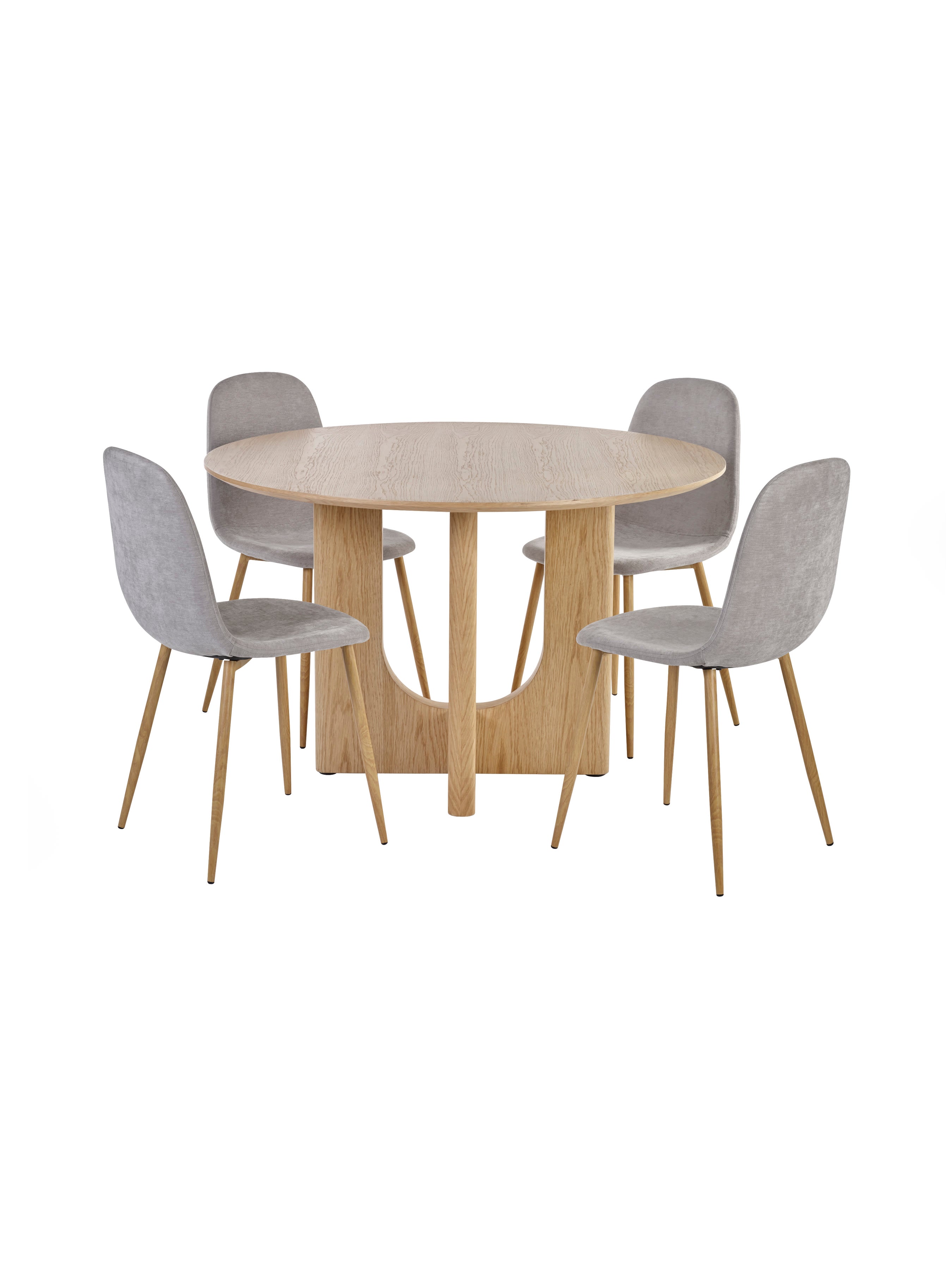 Set of 4 Lottie Beige Chenille Upholstered Dining Chairs