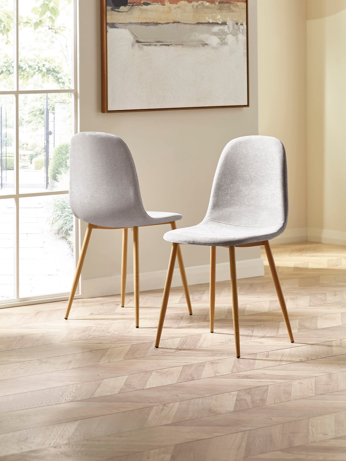 Set of 4 Lottie Beige Chenille Upholstered Dining Chairs