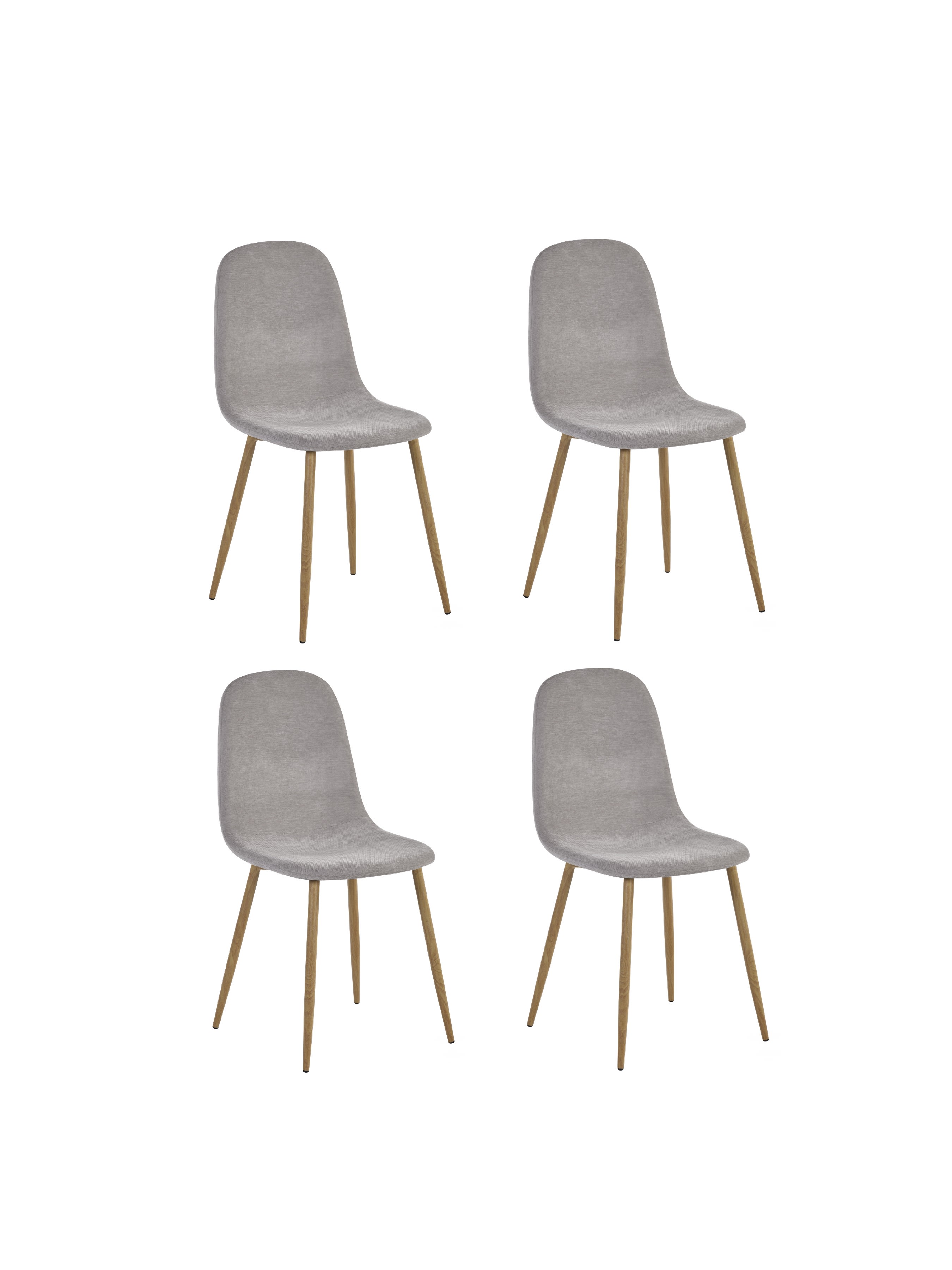 Set of 4 Lottie Beige Chenille Upholstered Dining Chairs