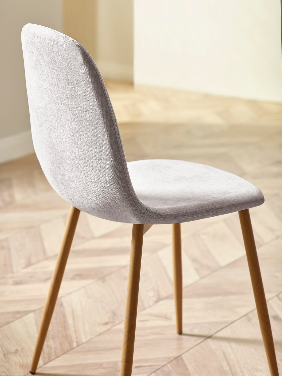 Set of 4 Lottie Beige Chenille Upholstered Dining Chairs