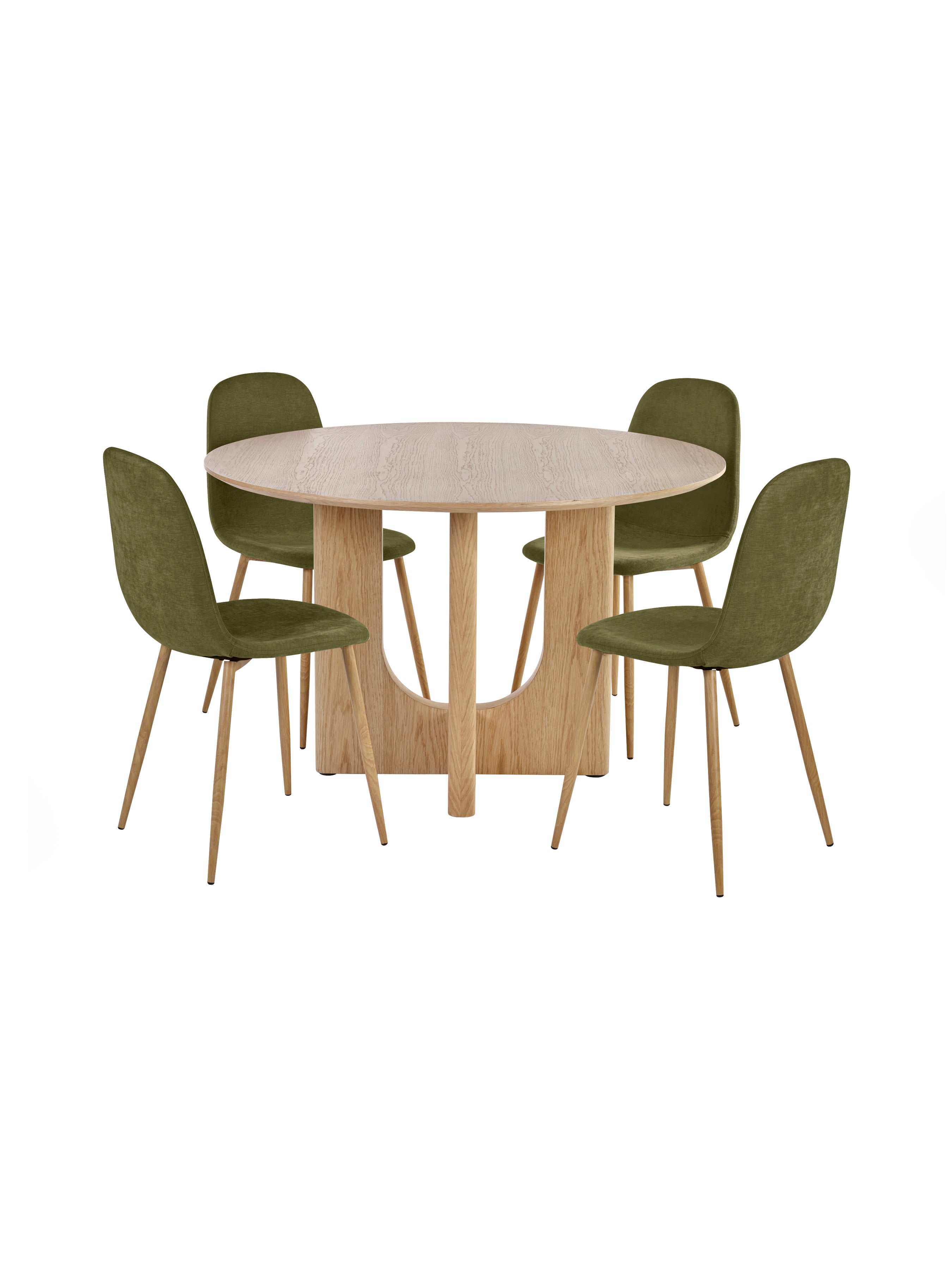 Set of 4 Lottie Olive Green Chenille Upholstered Dining Chairs – Olive Chenille