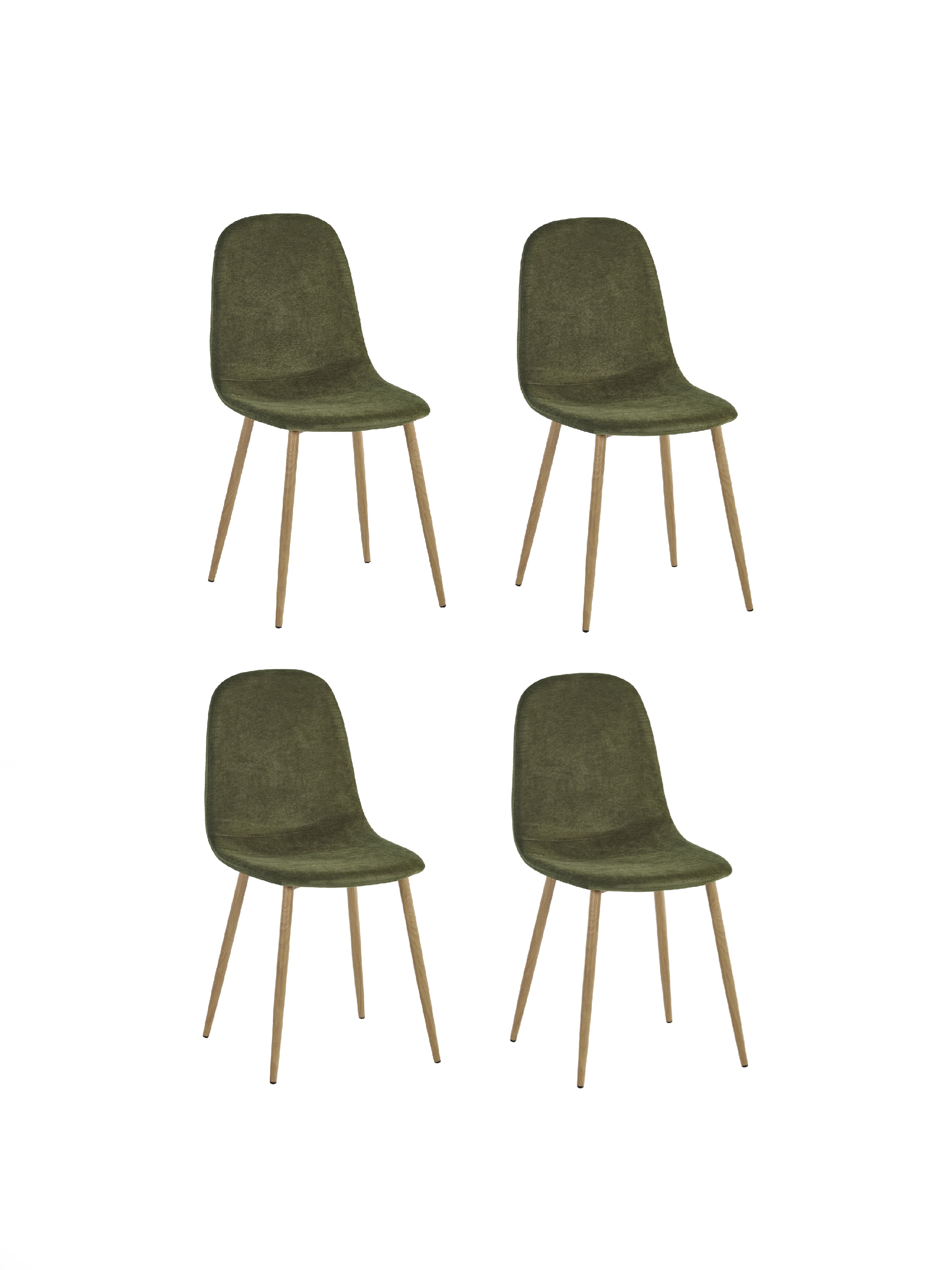 Set of 4 Lottie Olive Green Chenille Upholstered Dining Chairs – Olive Chenille