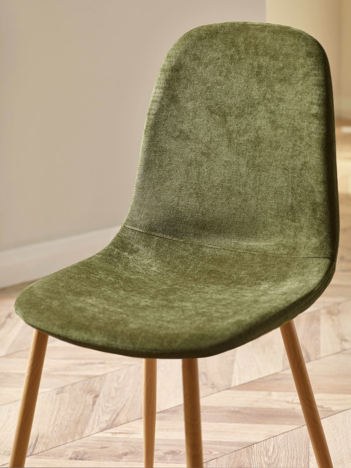 Set of 4 Lottie Olive Green Chenille Upholstered Dining Chairs – Olive Chenille