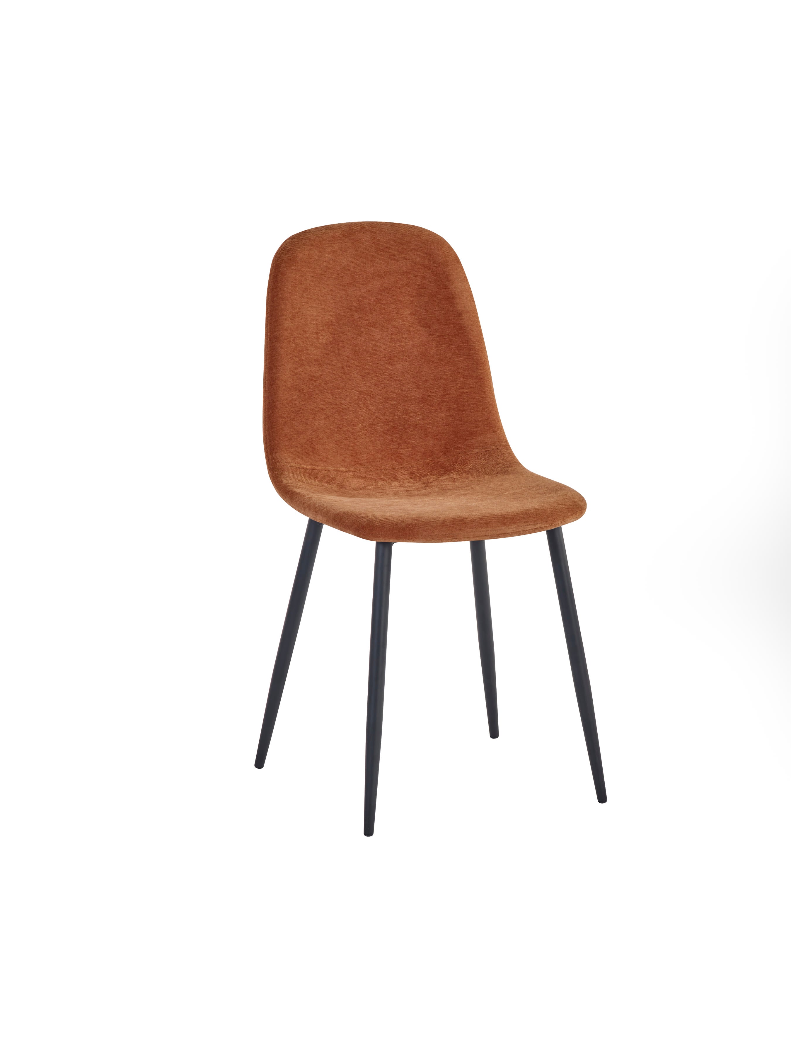 Set of 4 Lottie Orange Chenille Upholstered Dining Chairs – Terracotta Chenille