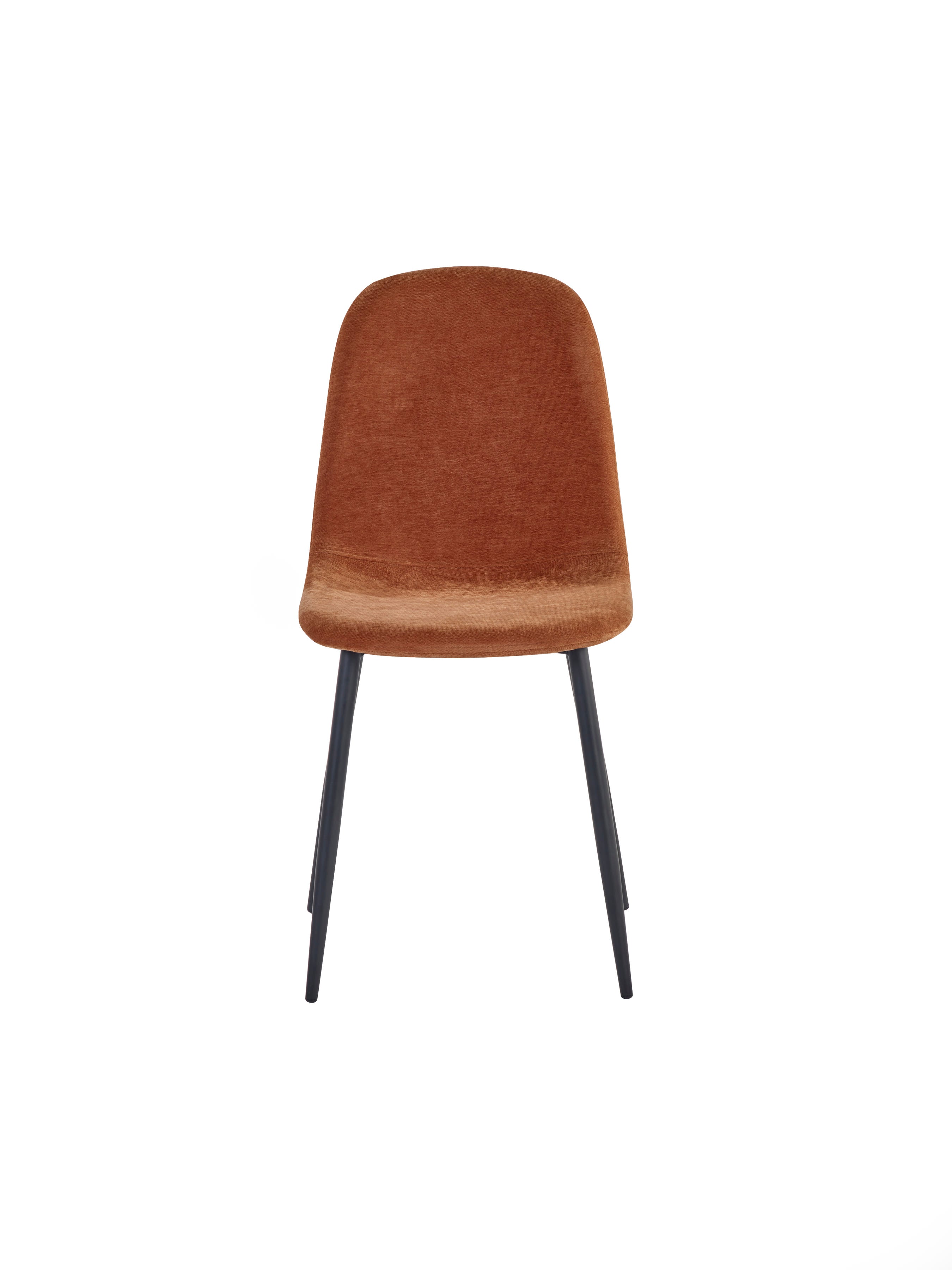 Set of 4 Lottie Orange Chenille Upholstered Dining Chairs – Terracotta Chenille