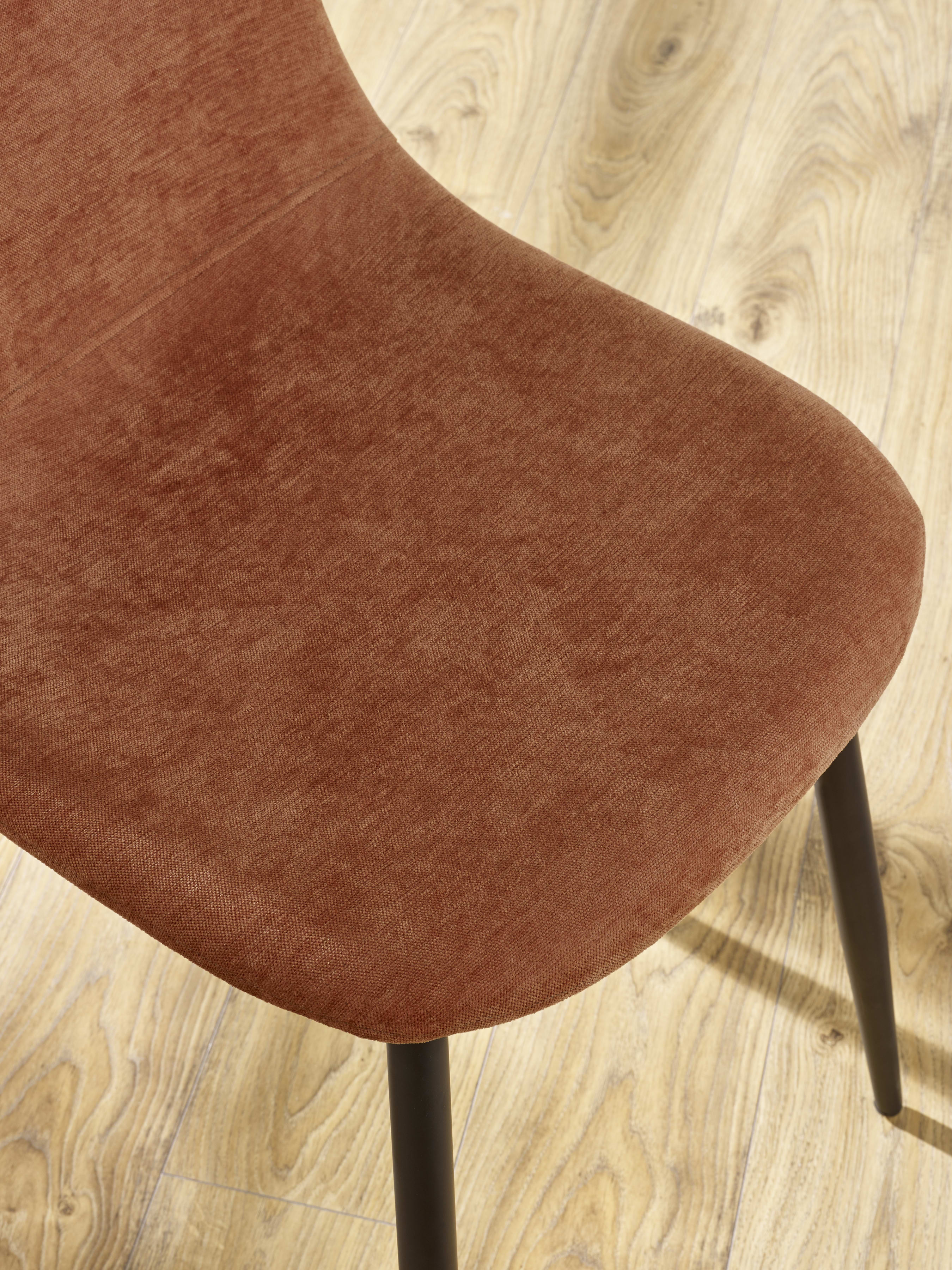 Set of 4 Lottie Orange Chenille Upholstered Dining Chairs – Terracotta Chenille