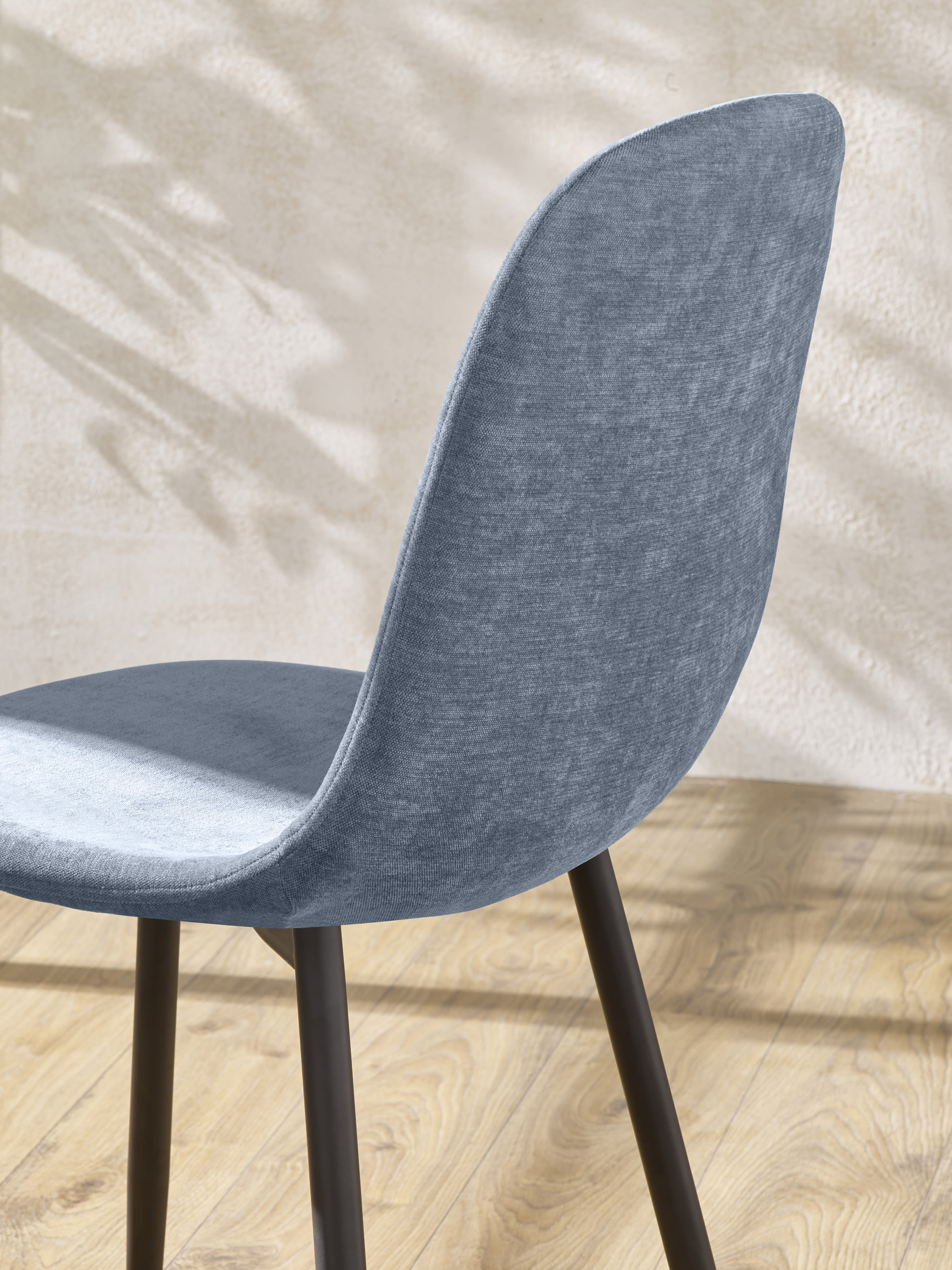 Set of 4 Lottie Denim Blue Chenille Upholstered Dining Chairs – Denim Chenilla