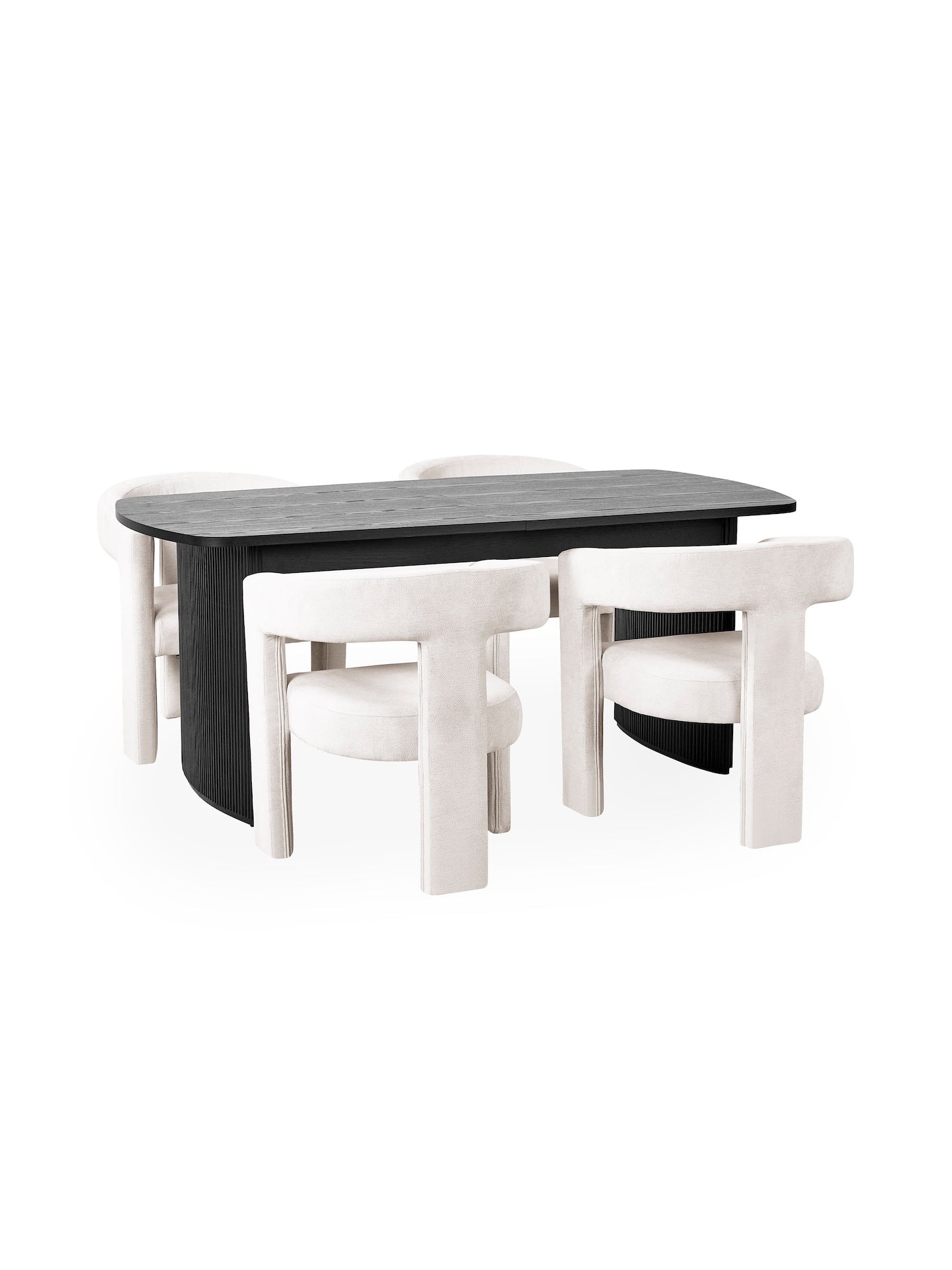 Louis Fluted Extending Dining Table - Black – Julian Bowen, view 5