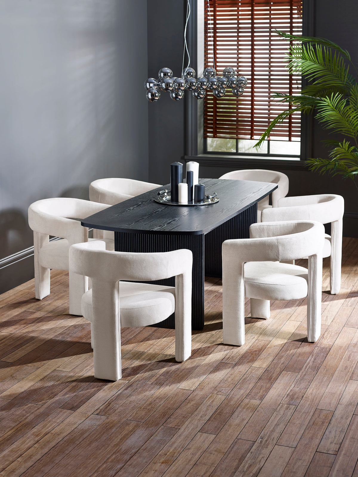 Louis Fluted Extending Dining Table - Black
