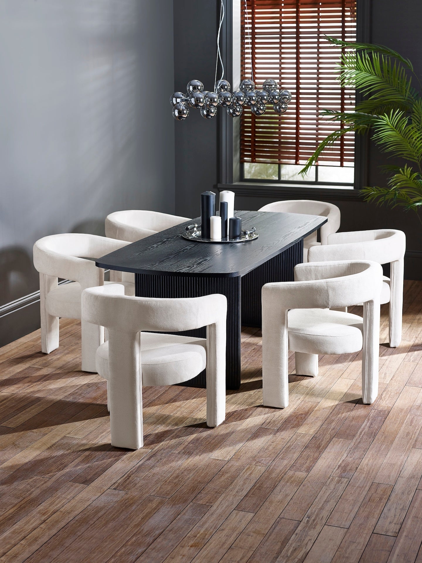 Louis Fluted Extending Dining Table - Black – Julian Bowen, view 16
