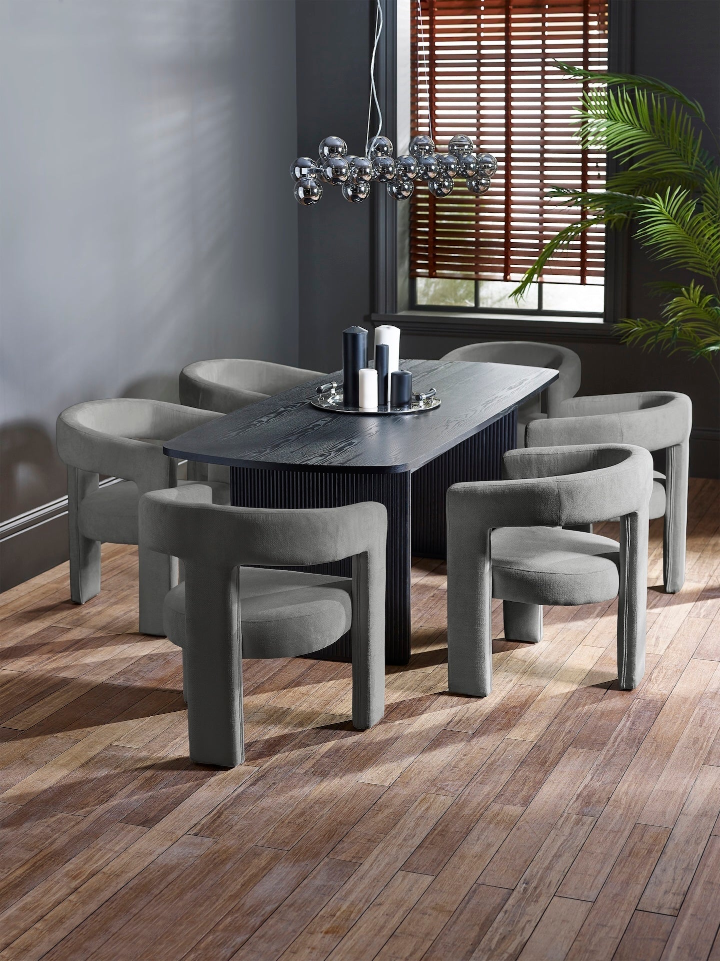 Louis Fluted Extending Dining Table - Black – Julian Bowen, view 2