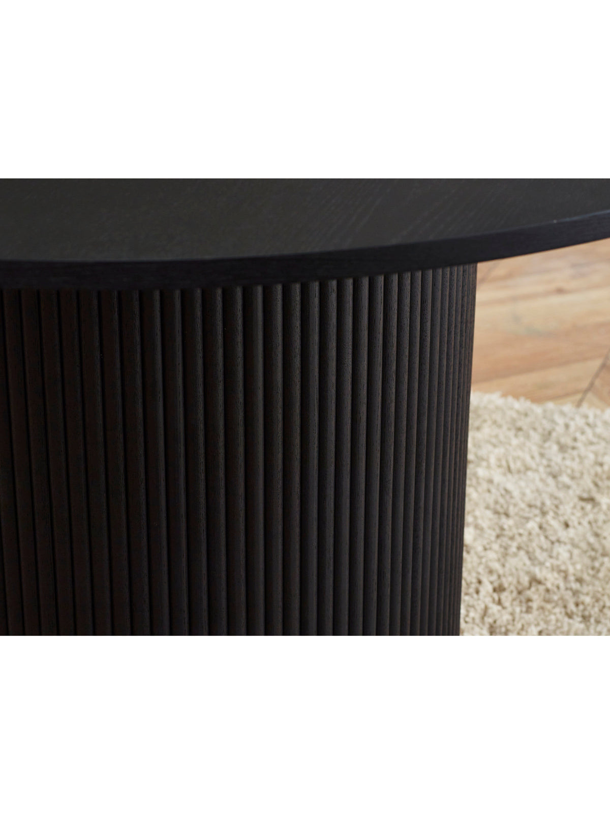Louis Fluted Round Dining Table - Black