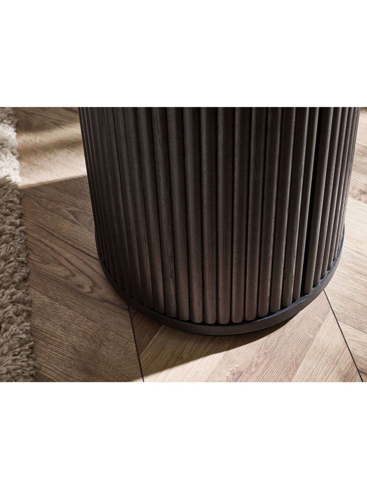 Louis Fluted Side Table With Door - Black