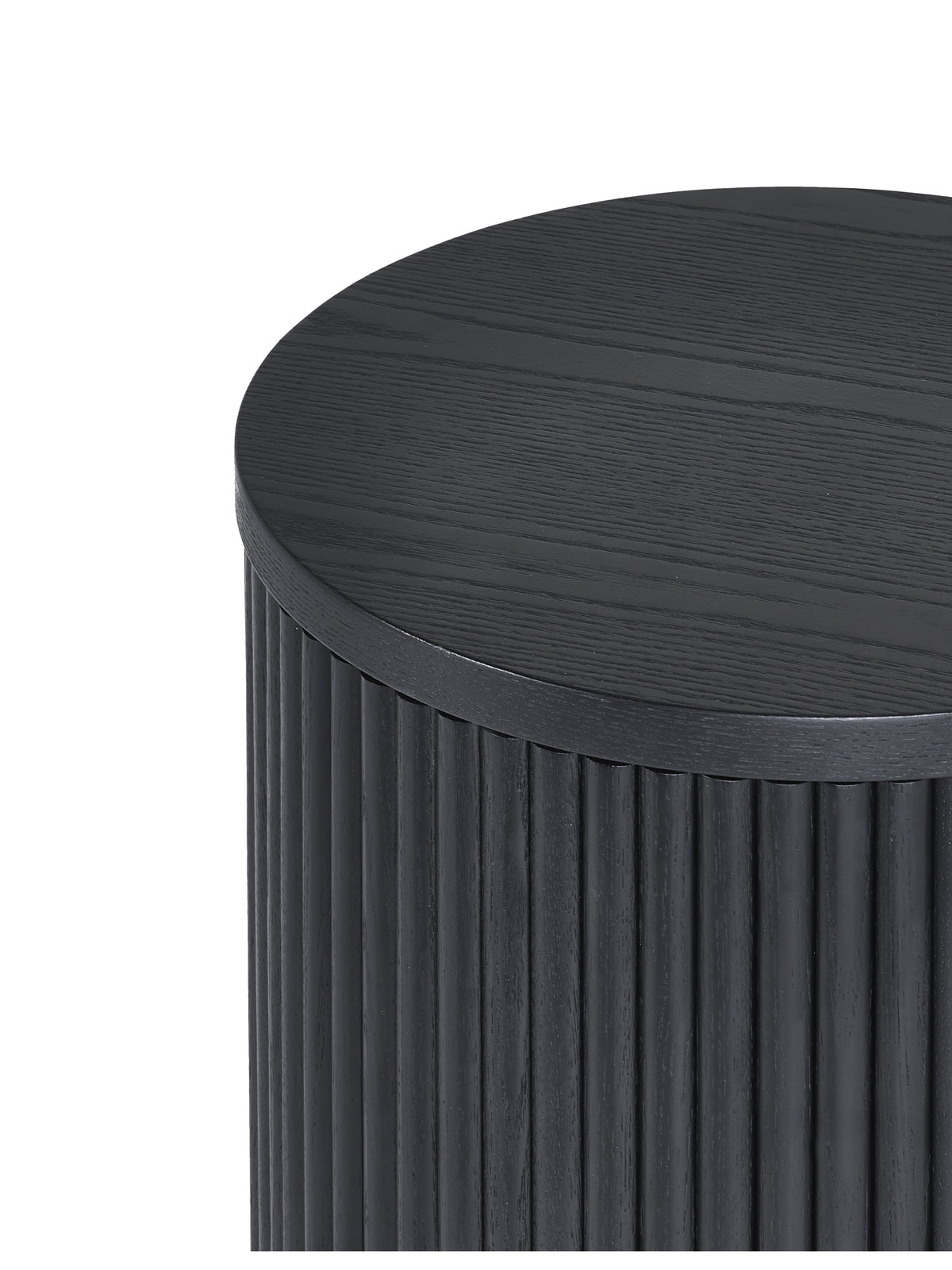 Louis Fluted Side Table With Door - Black