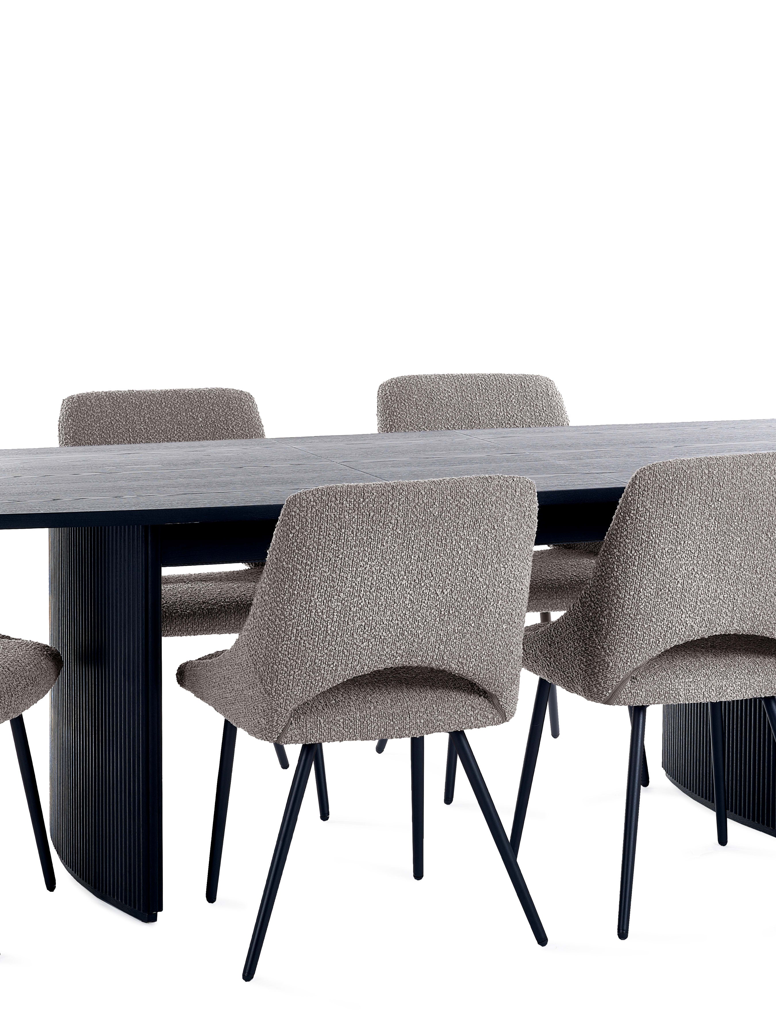 Louis Extending Table and 6 Iris Grey Chairs – Black Ash Effect