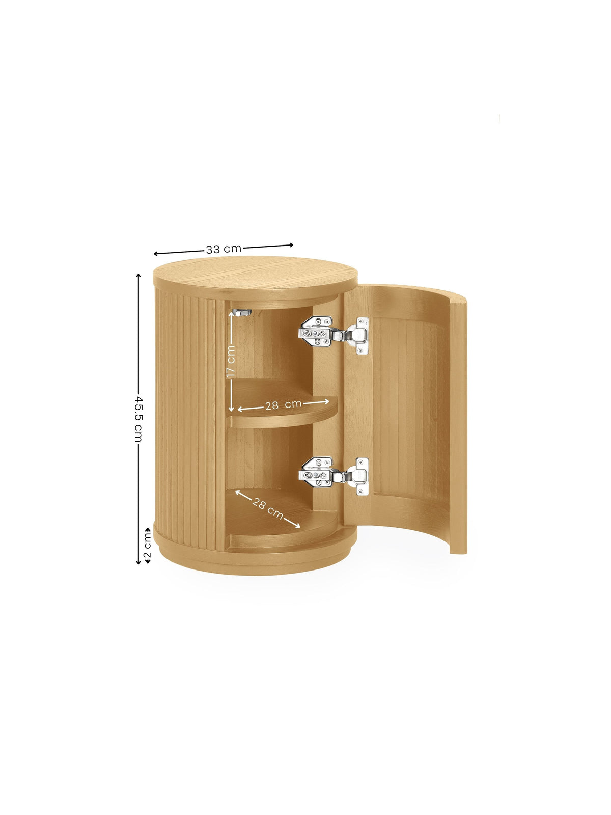 Louis Light Oak Effect Fluted Side Table with Storage
