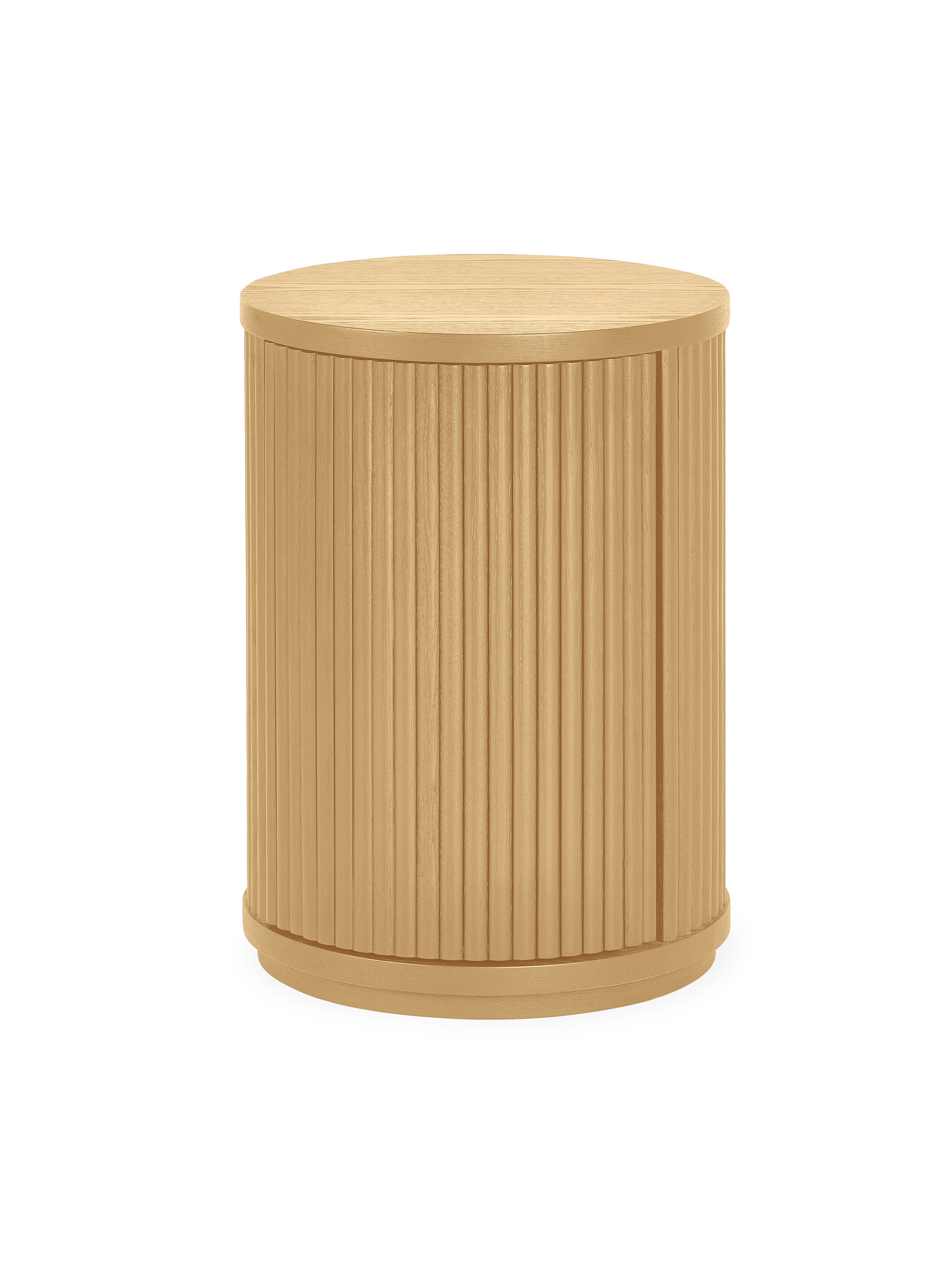 Louis Light Oak Effect Fluted Side Table with Storage