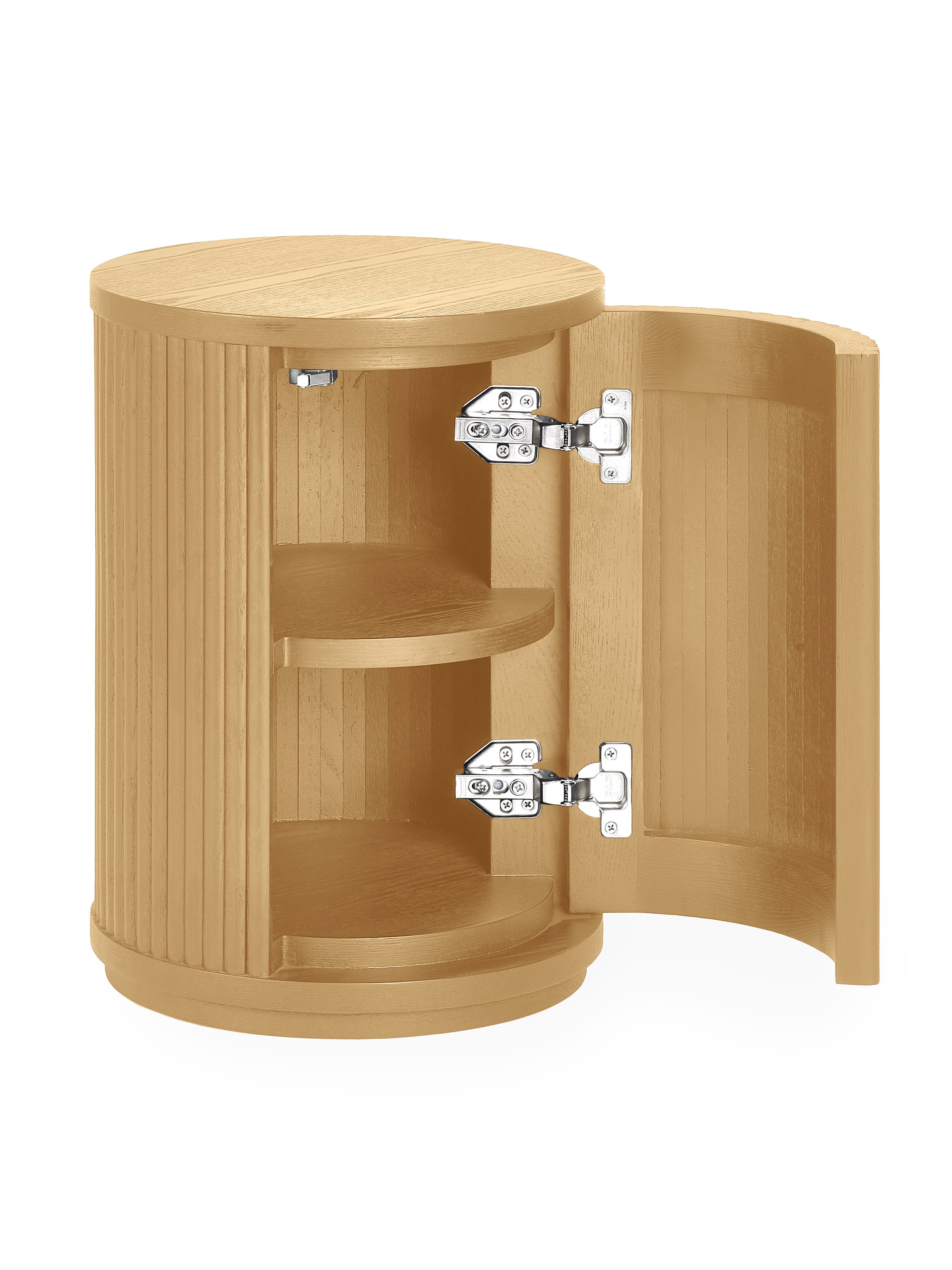 Louis Light Oak Effect Fluted Side Table with Storage