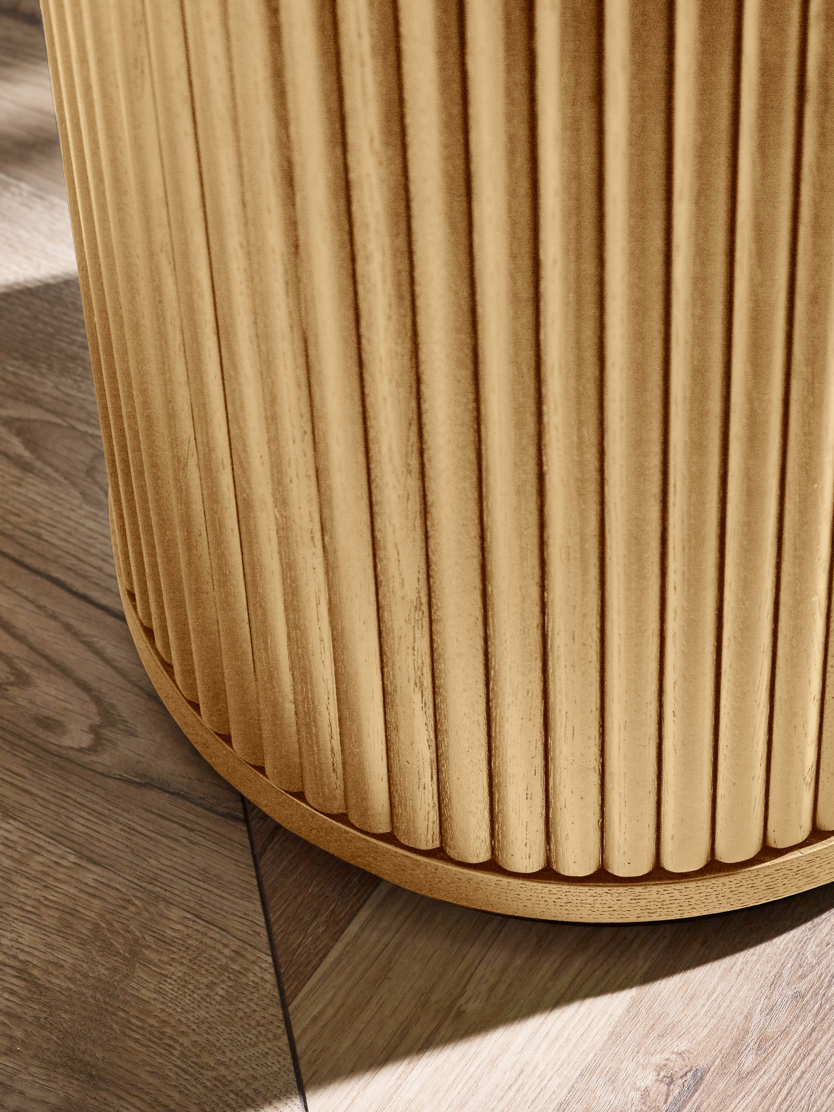 Louis Light Oak Effect Fluted Side Table with Storage