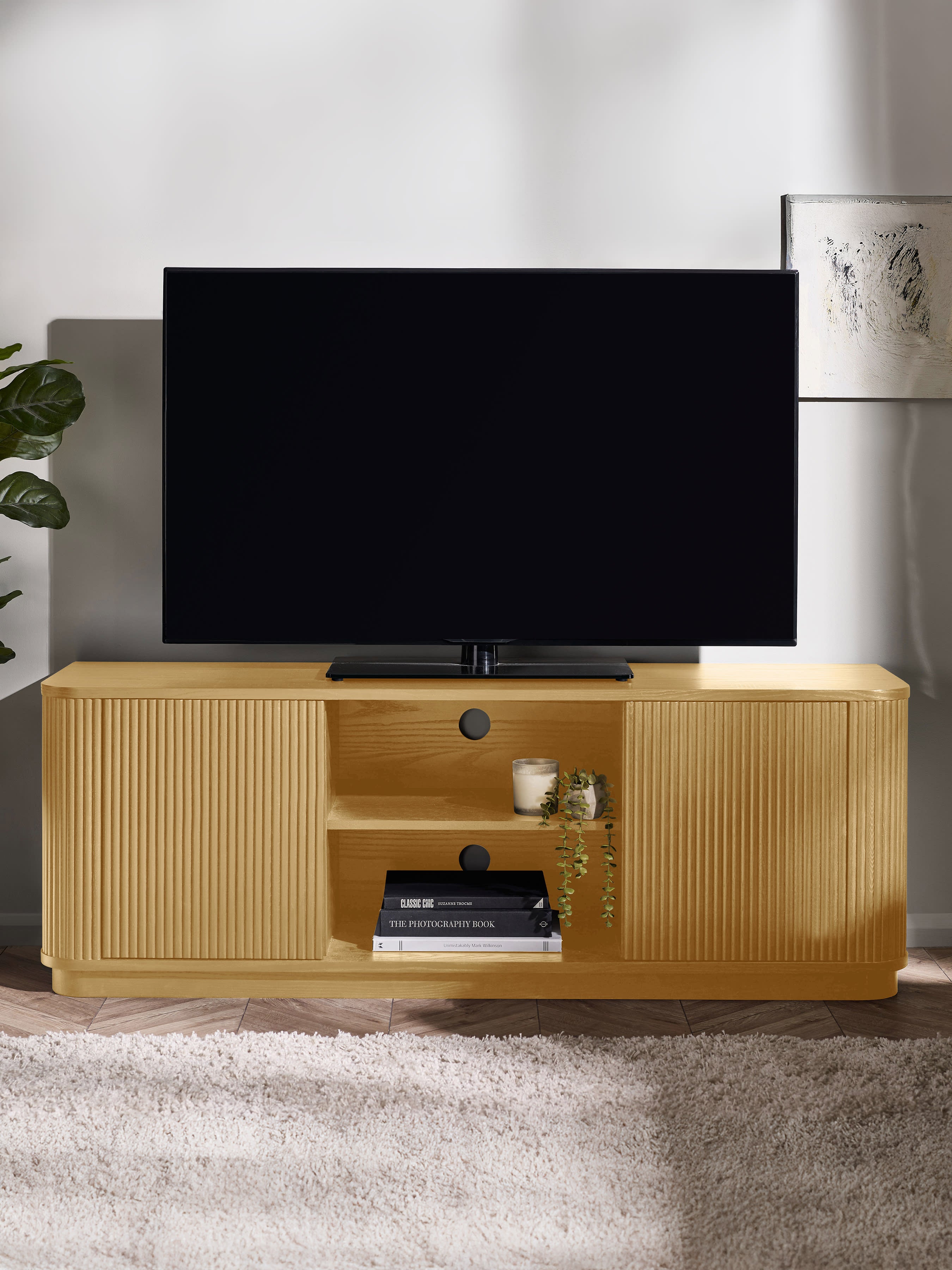 Louis Light Oak Effect Fluted TV Unit