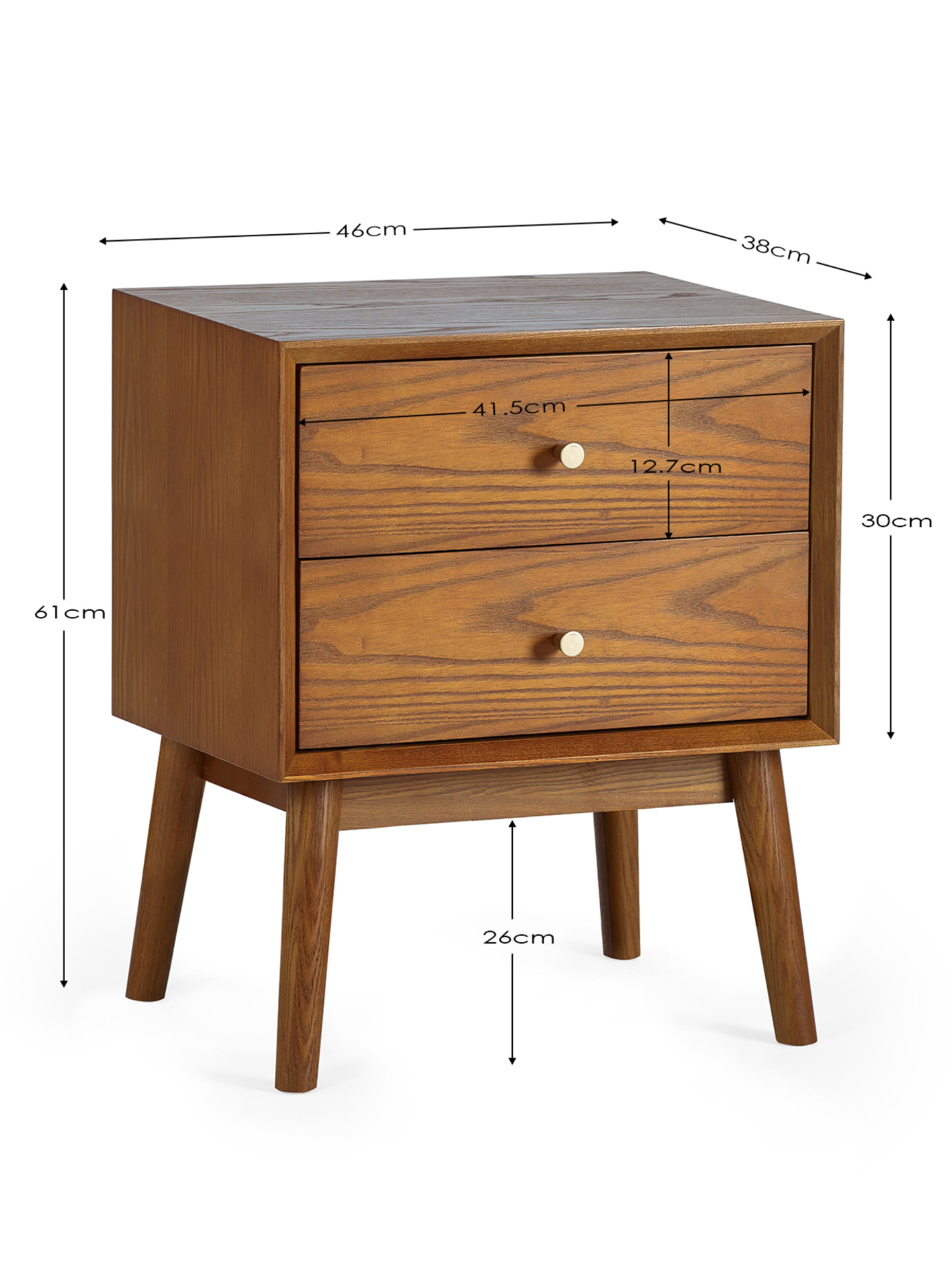 Lowry 2 Drawer Bedside – Ash Effect