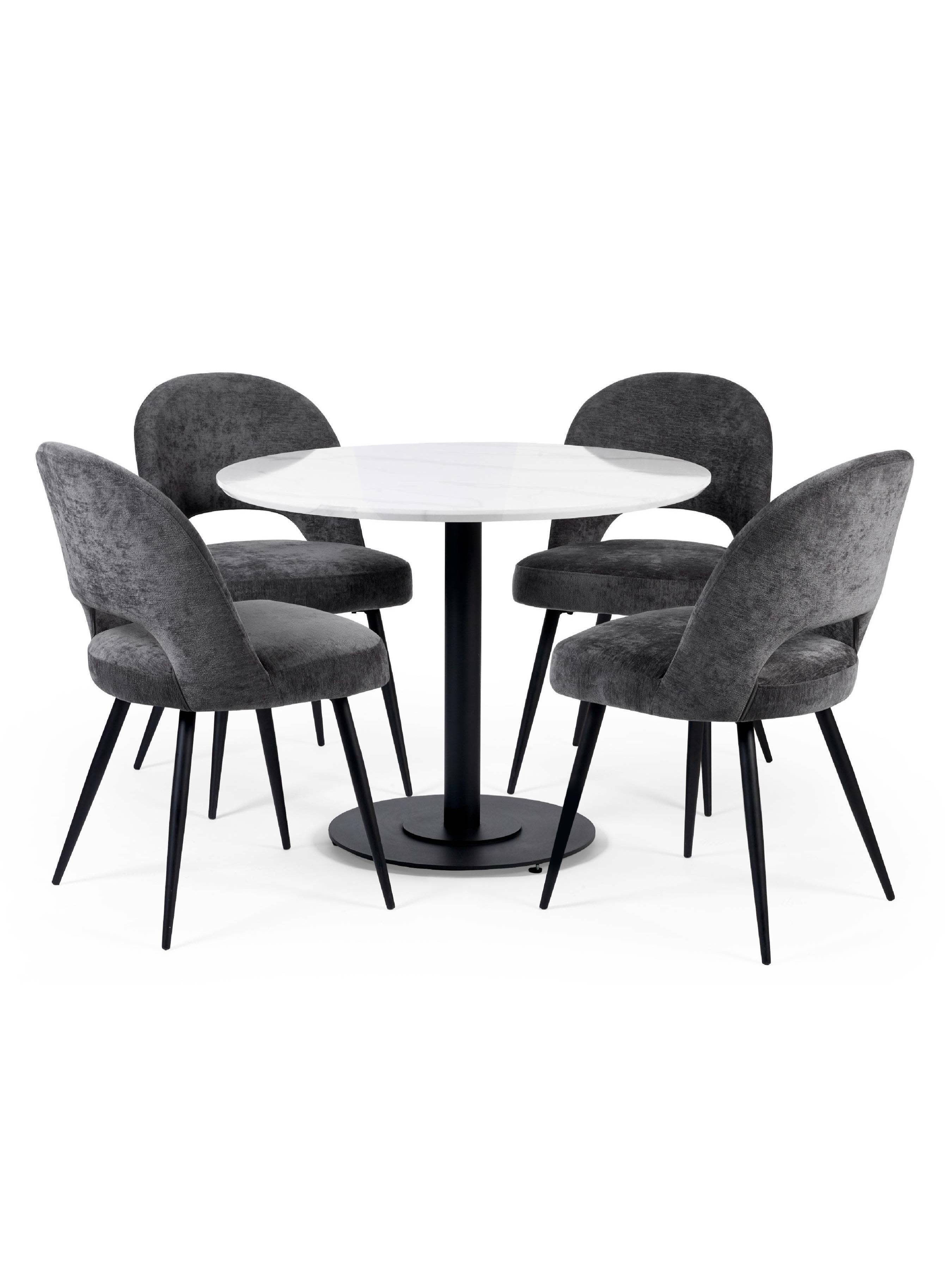 Luca Dining Set – White Marble Effect and Black