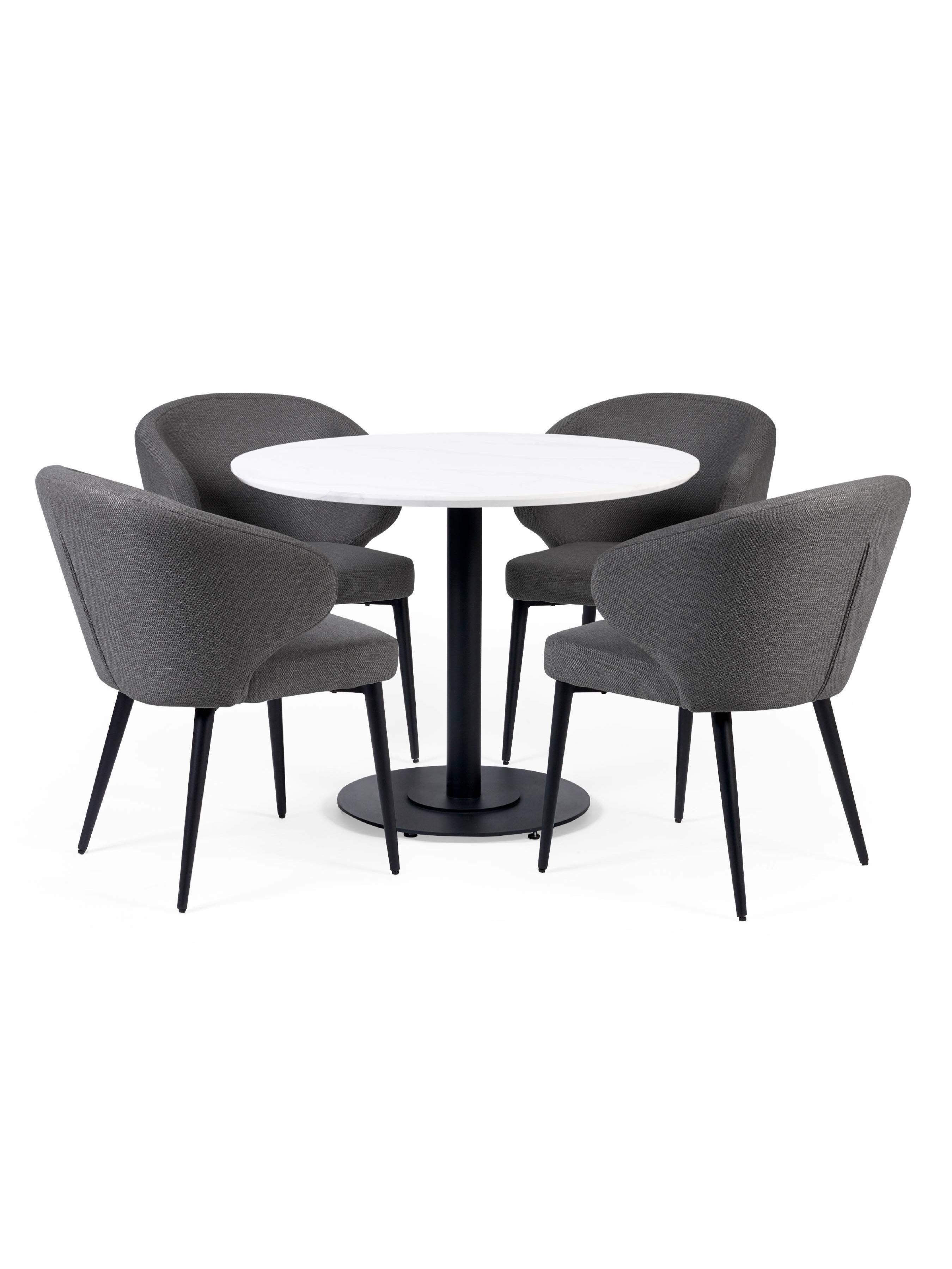 Luca Dining Set – White Marble Effect and Black