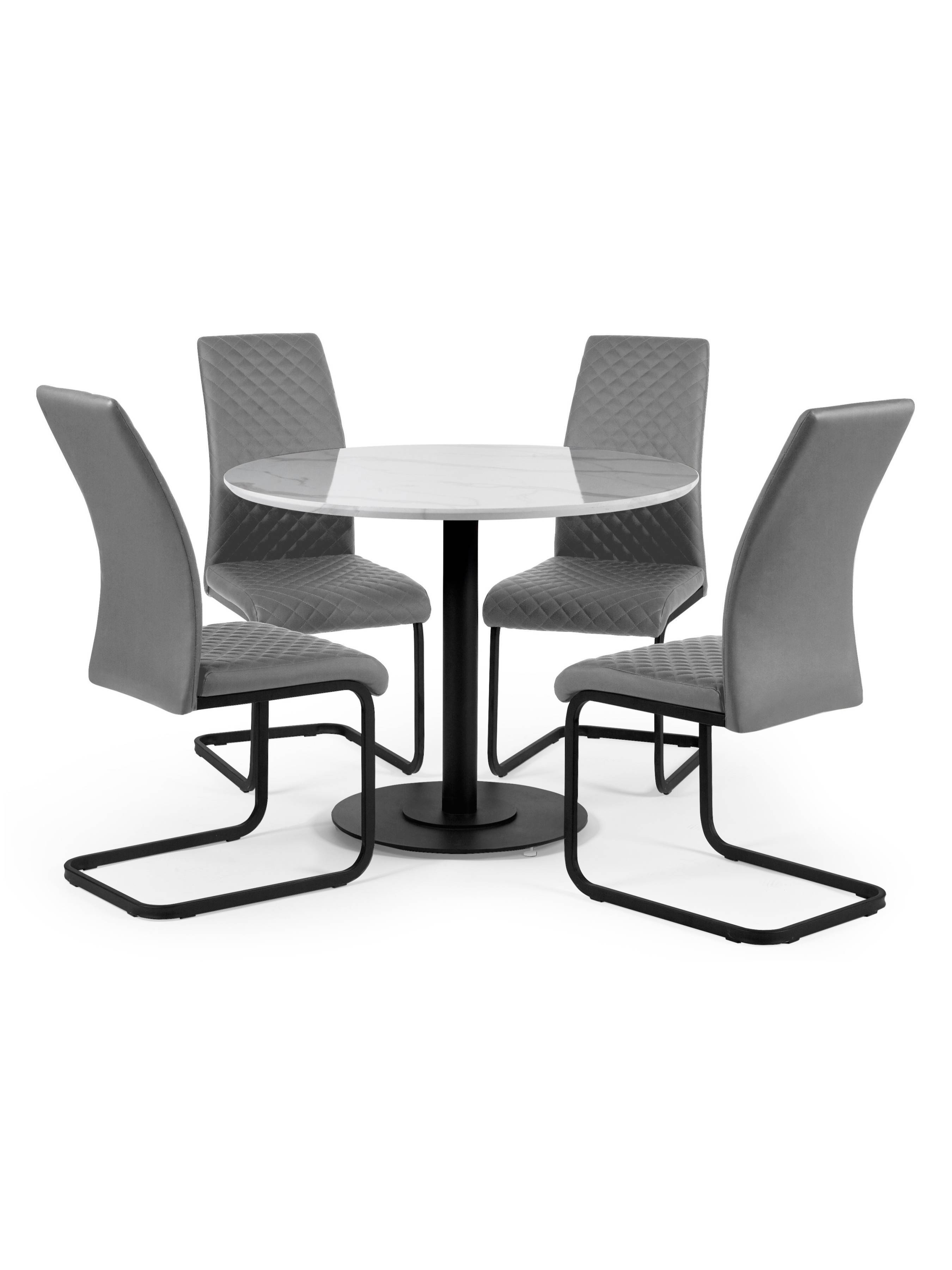 Luca Dining Set – White Marble Effect and Black