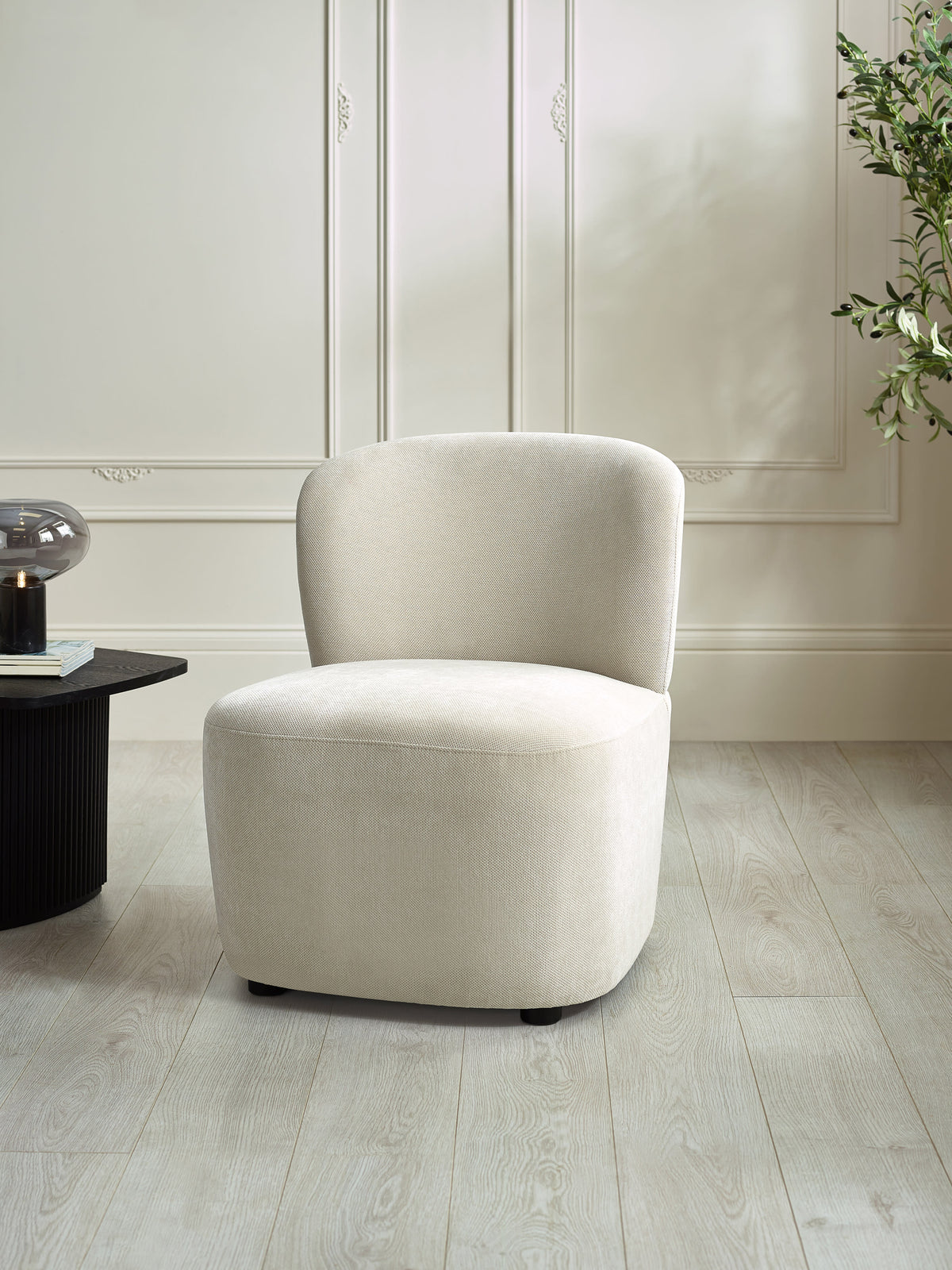 Lunetta Beige Chenille Armless Accent Chair – Dune Chenille