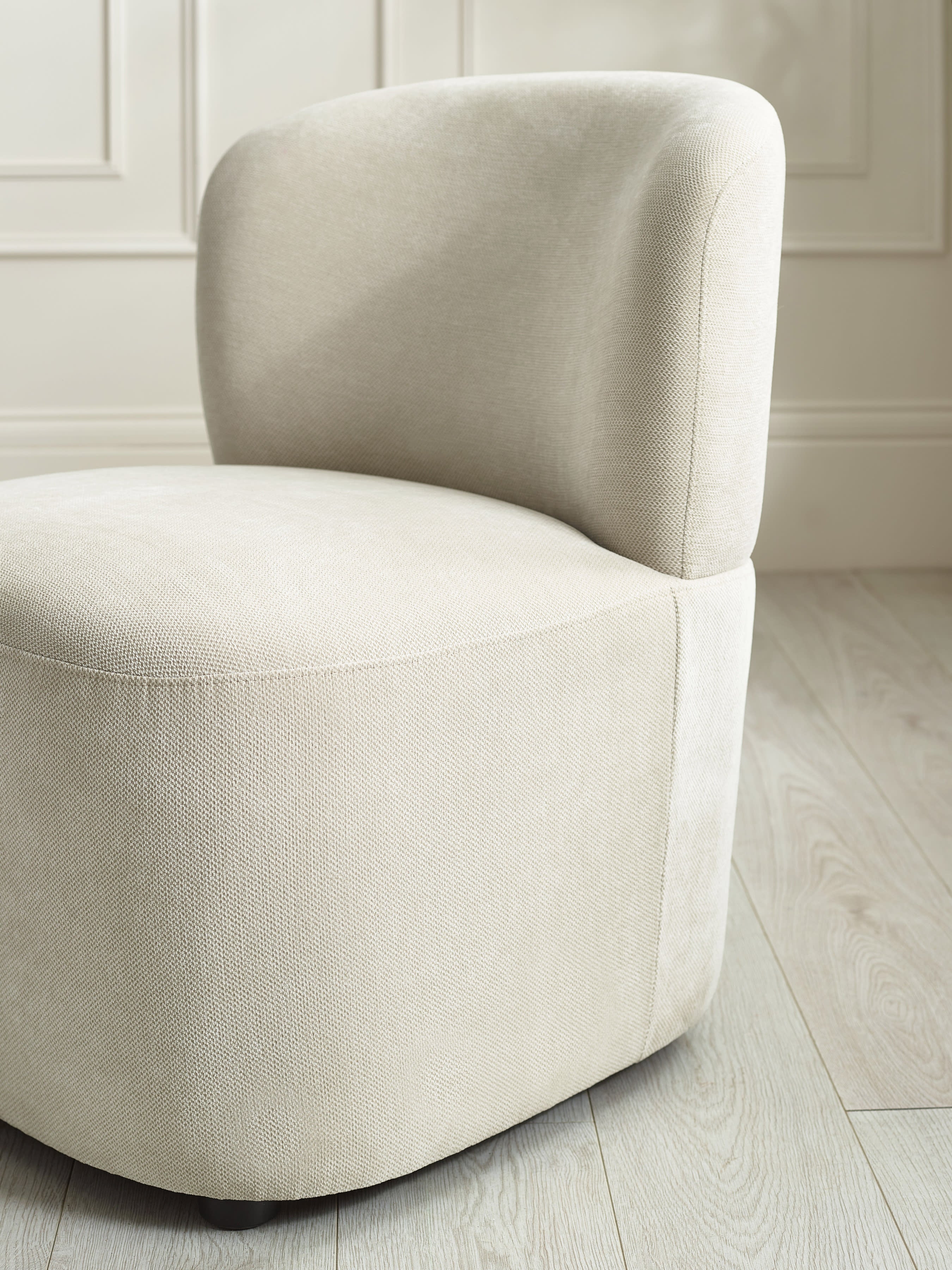 Lunetta Beige Chenille Armless Accent Chair – Dune Chenille