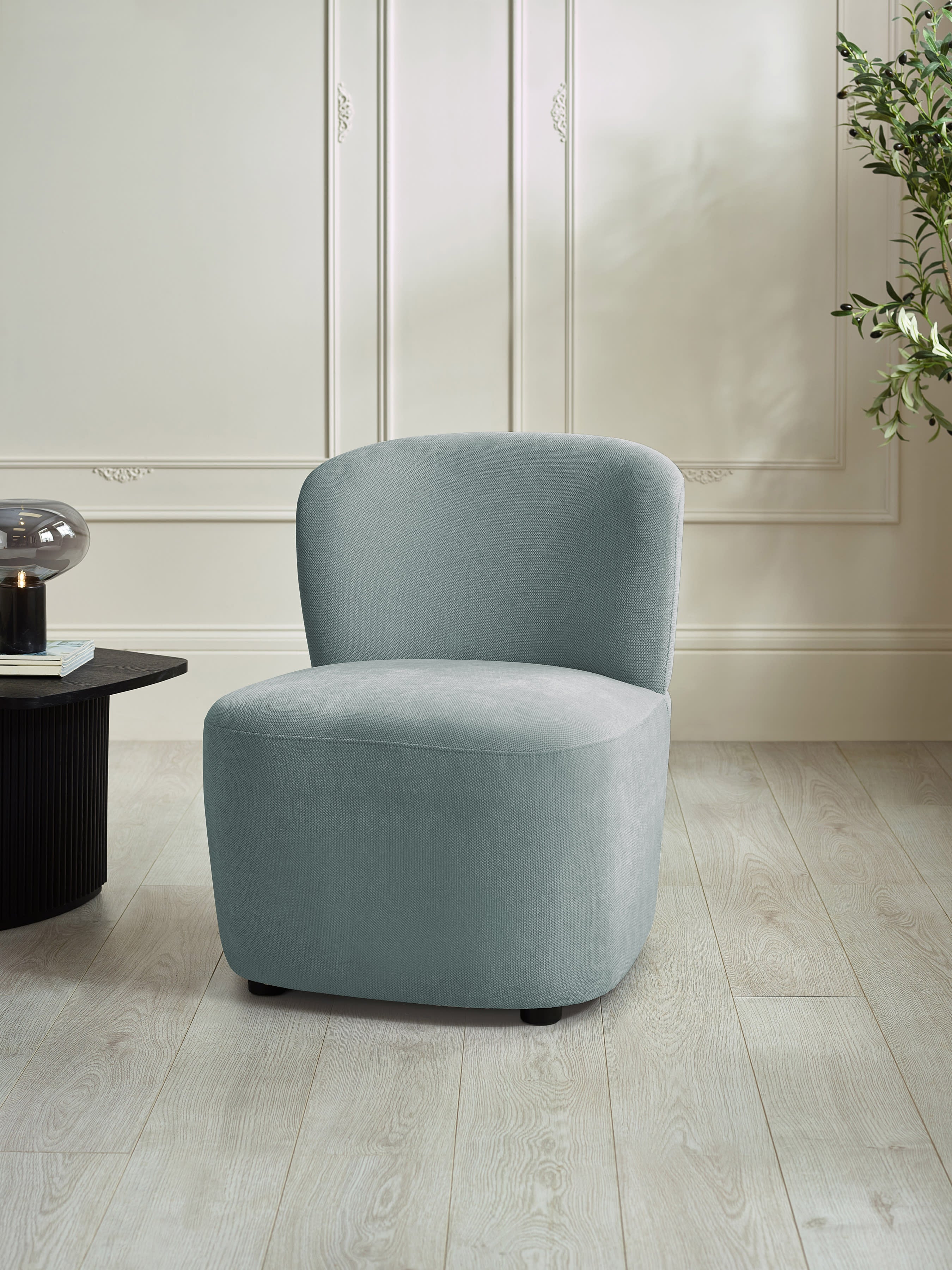 Lunetta Blue Chenille Armless Accent Chair – Riviera Chenille